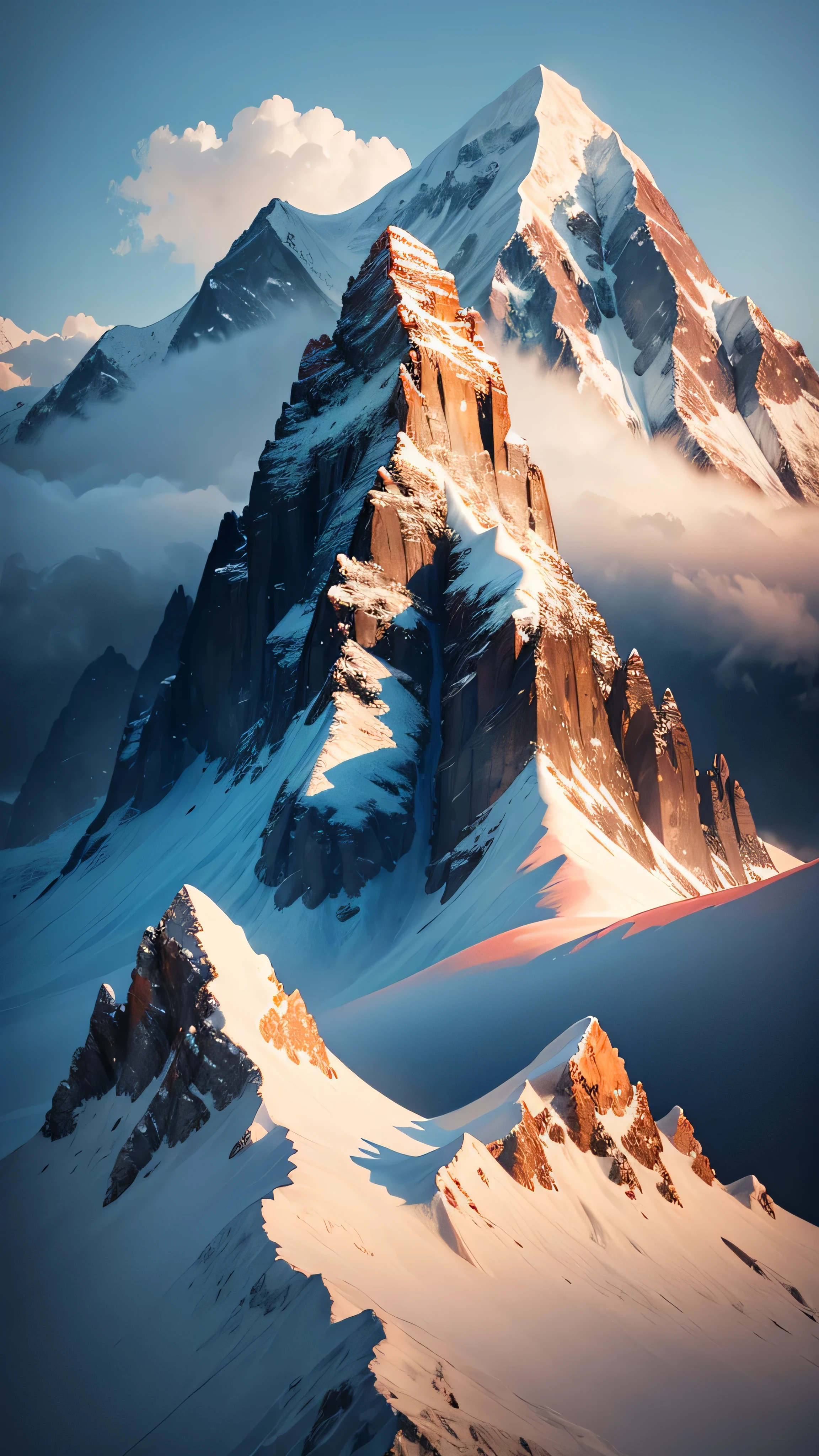 the highest mountain peak in the world everest, high quality, 8k