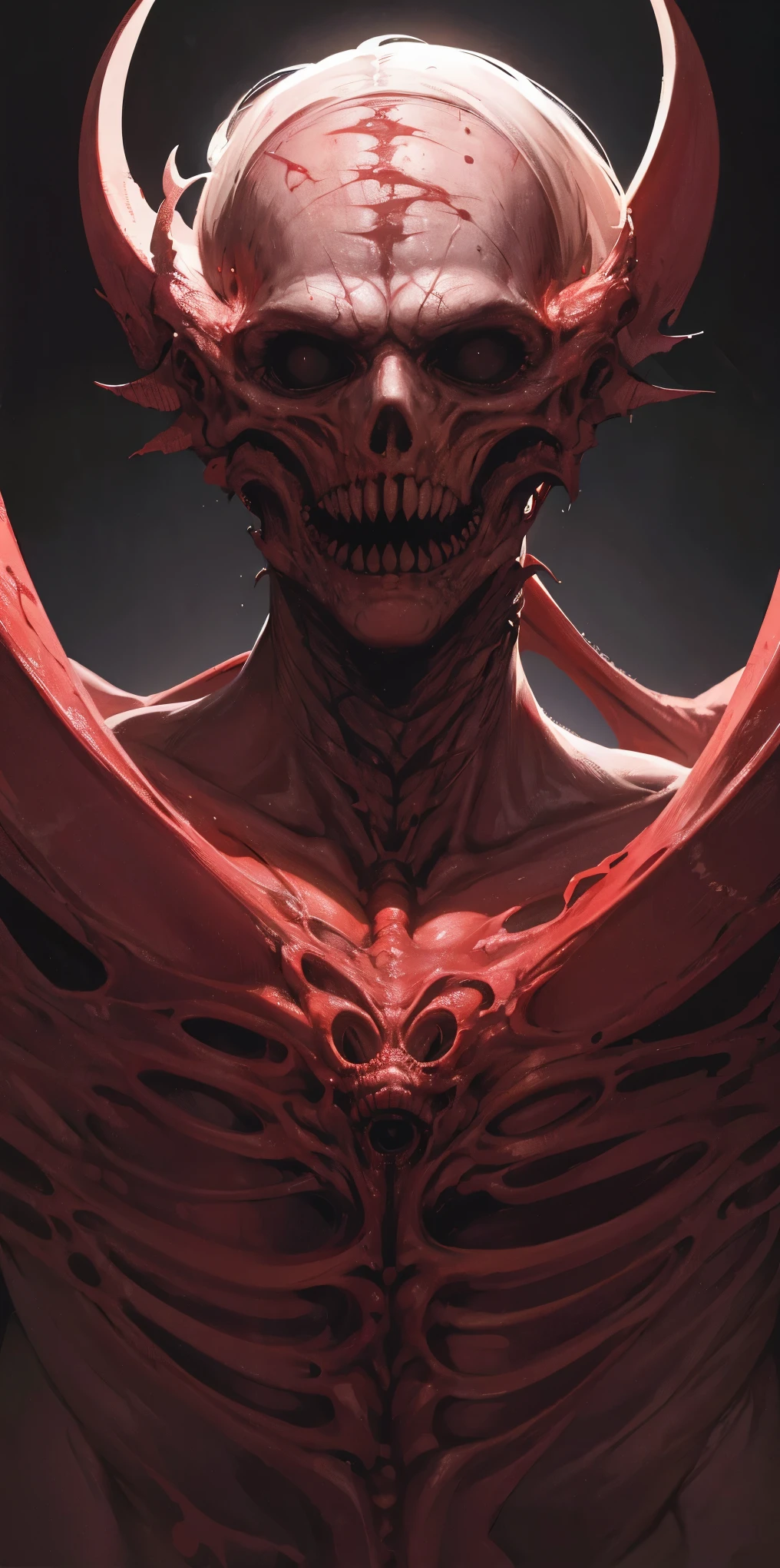 (horror corporal:1.4), retrato , de cerca , (biomachine:1.3), (Sangrey:1.2), ser vivo, (vistoso:1.2), Hans Giger, muchas manos, (zentangle:1.2),
granulado, extremadamente detallado, detalle intrincado, dynamic lighting, fotorrealista, natural lighting, Luz baja,
(obra maestra, detallado, high resolution: 1.2), Sangre, rojo liquid , rojo