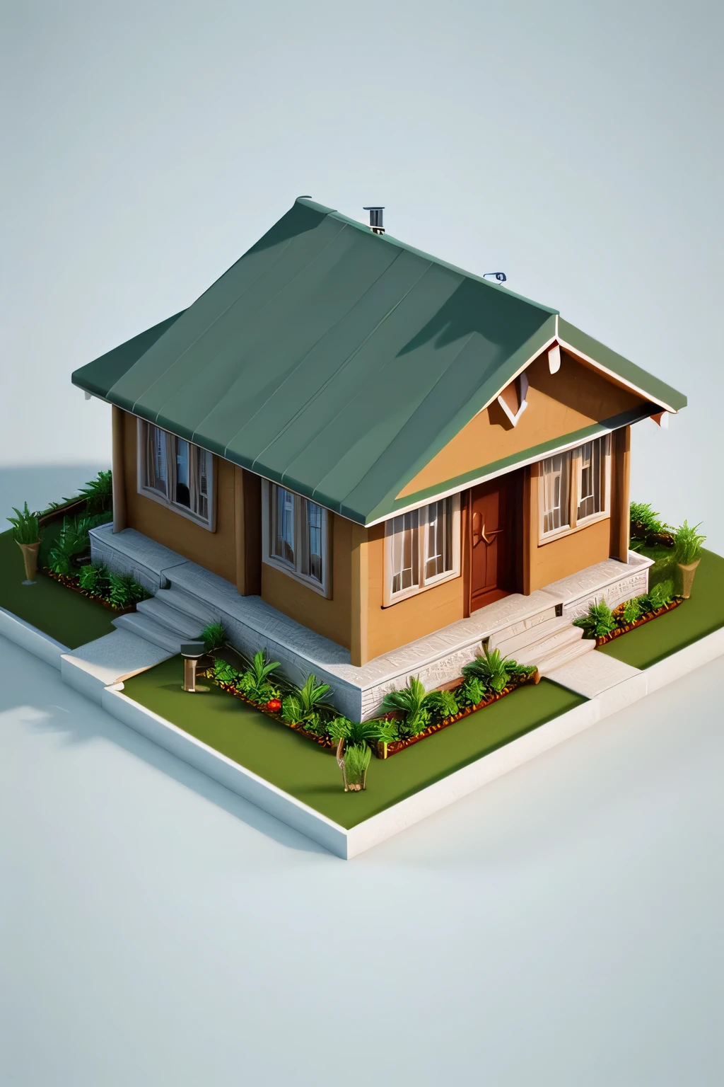 a close up of a bungalow, isometric 3d render