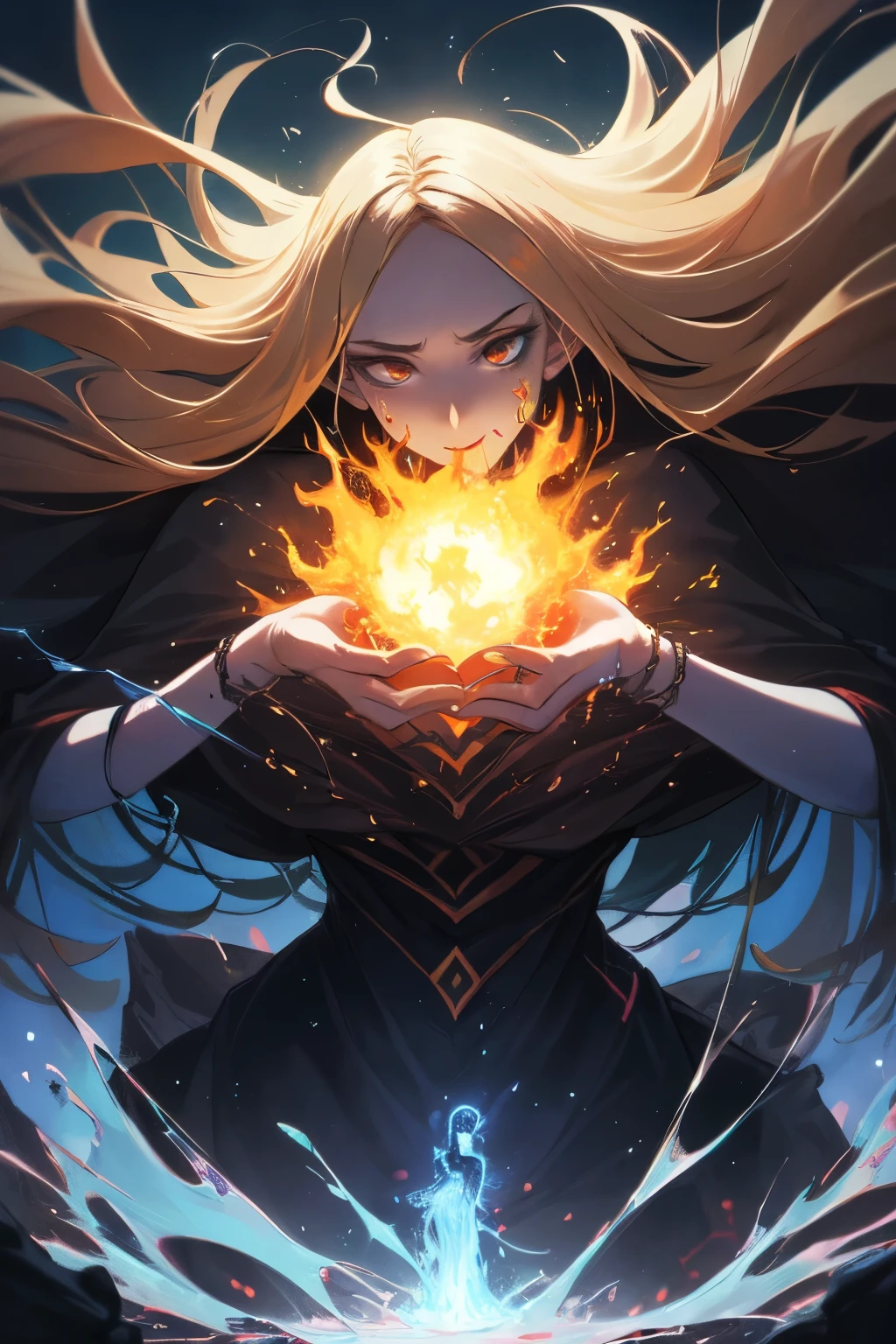 ((best quality)), ((masterpiece)), (detailed), perfect face masterpiece, best quality, high resolution) "Arcane Cult": A congregation of fanatic followers performing a dark ritual in an ancient temple, as a cosmic entity begins to manifest through rifts in the fabric of reality.absurdres, highres, ultra detailed,man with long hair, holding fiery sword , solo, detailed face, (official art, beautiful and aesthetic:1.2), (dark art,erosion,fractal art:1.3), colorful
INFO
masterpiece, best quality, high resolution) "Arcane Cult": A congregation of fanatic followers performing a dark ritual in an ancient temple, as a cosmic entity begins to manifest through rifts in the fabric of reality.
INFO
Utilisation de la magie noire:1.4),water magic,Illustrations ludiques, superpositions imaginatives, Fusion artistique,fantastical scenes, evocative narratives, Des visuels saisissants, Haut du corps,