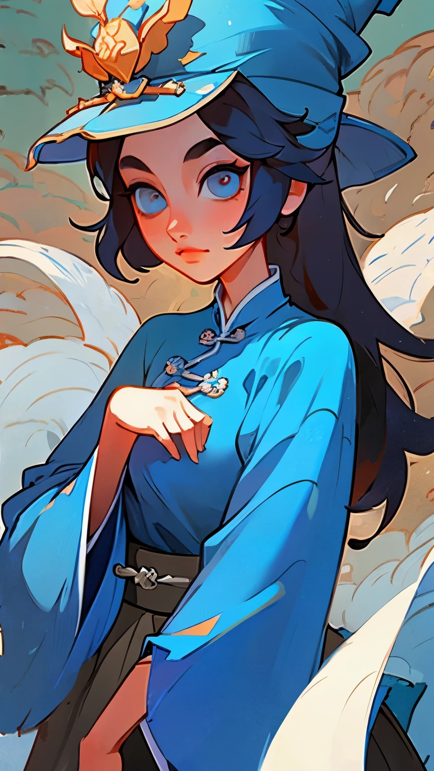 arafed woman in a blue dress with a red flower in her hair, a detailed painting inspired by Lan Ying, pixiv, fantasy art, ancient chinese princess, ancient chinese beauties, chinese princess, ancient asian dynasty princess, beautiful render of tang dynasty, a beautiful fantasy empress, chinese empress, palace ， a girl in hanfu, ((a beautiful fantasy empress))