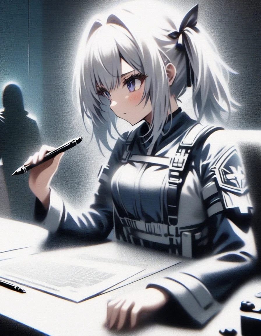 Close-up of a girl sitting on the table holding a pen, video game《Azur route》role in, ,Ark Night, fine details., Azure Lane style, aircraft carrier girl。
Known as the strongest hero in White Eagle with nicknames such as "Gray Ghost"。There is a pattern、Ascetic military temperament,In order to perform the mission to protect the companions regardless of the danger to oneself,