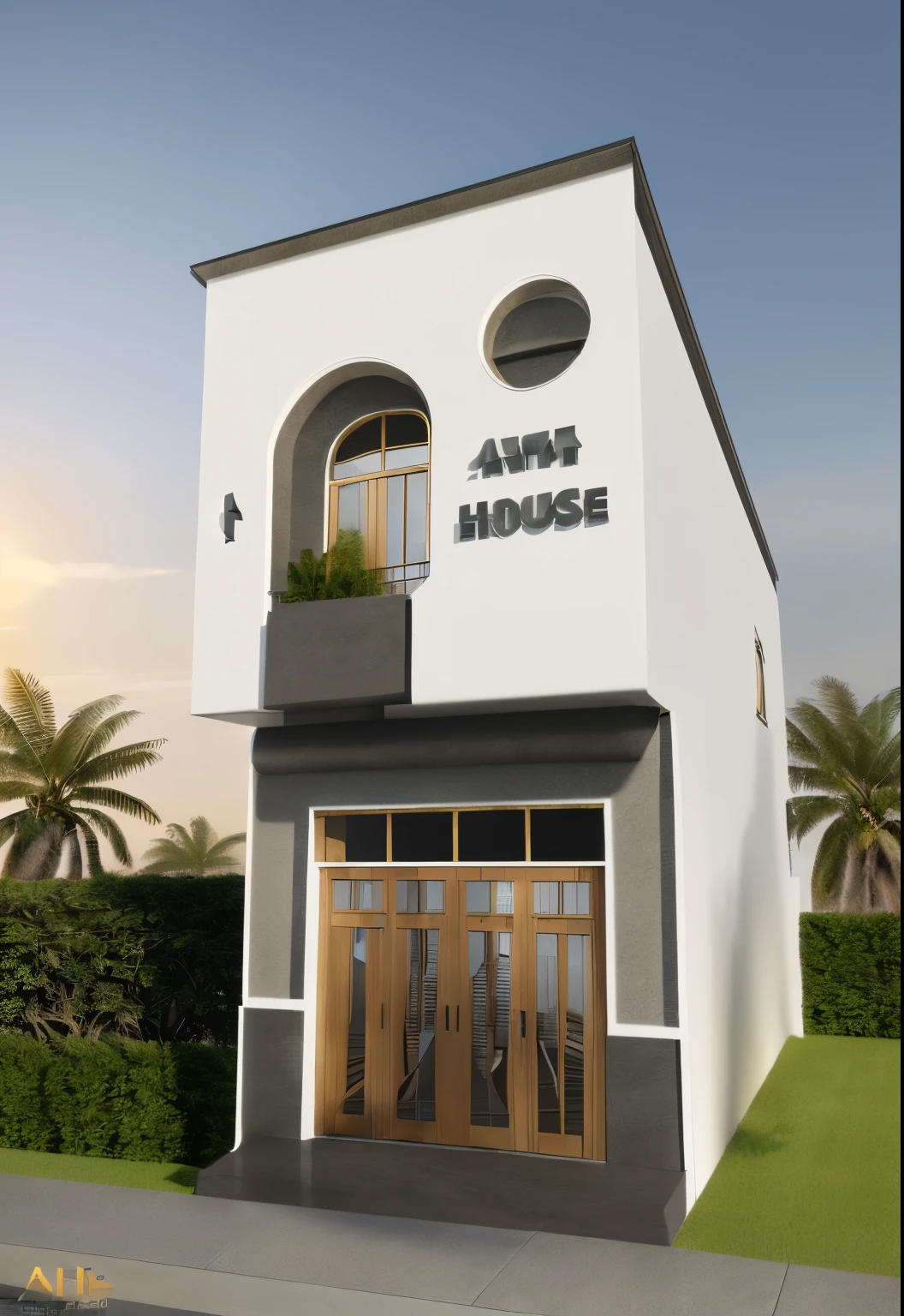 (best quality,4k,8k,highres,masterpiece:1.2),ultra-detailed,(realistic,photorealistic,photo-realistic:1.37), Exterior, modern house, sunset, vivid colors, HDR, professional, sharp focus, physically-based rendering, bokeh, studio lighting, beautiful detailed windows, extraordinary architectural design, luxurious entrance, spacious outdoor area, elegant landscaping, stylish color palette, breathtaking view, warm golden sunlight, serene atmosphere, majestic silhouette, peaceful neighborhood, cozy rooftop terrace, sophisticated glass facade, sleek lines, clean and minimalist aesthetic, harmonious blend of nature and modernity, high-end materials and craftsmanship, awe-inspiring contemporary architecture.