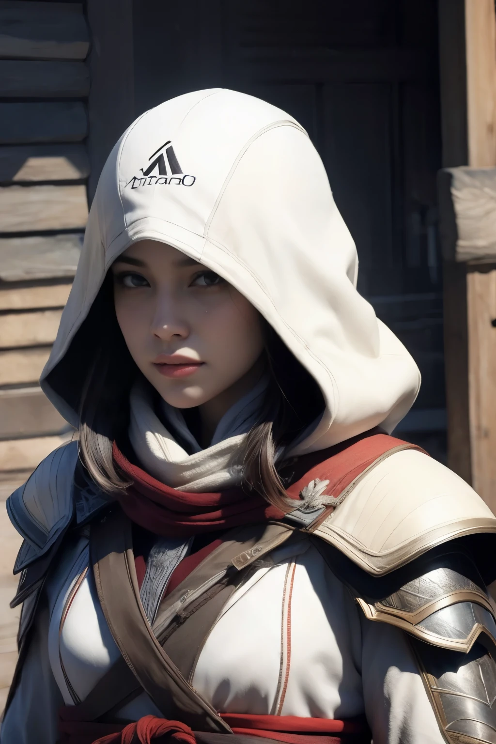 (high quality), (masterpiece), (detailed), 8K Hyper-realistic portrayal of a Japanese girl adorned in futuristic Assassin's Creed-inspired armor, seamlessly blending traditional Japanese aesthetics with advanced technology and intricate detailing.