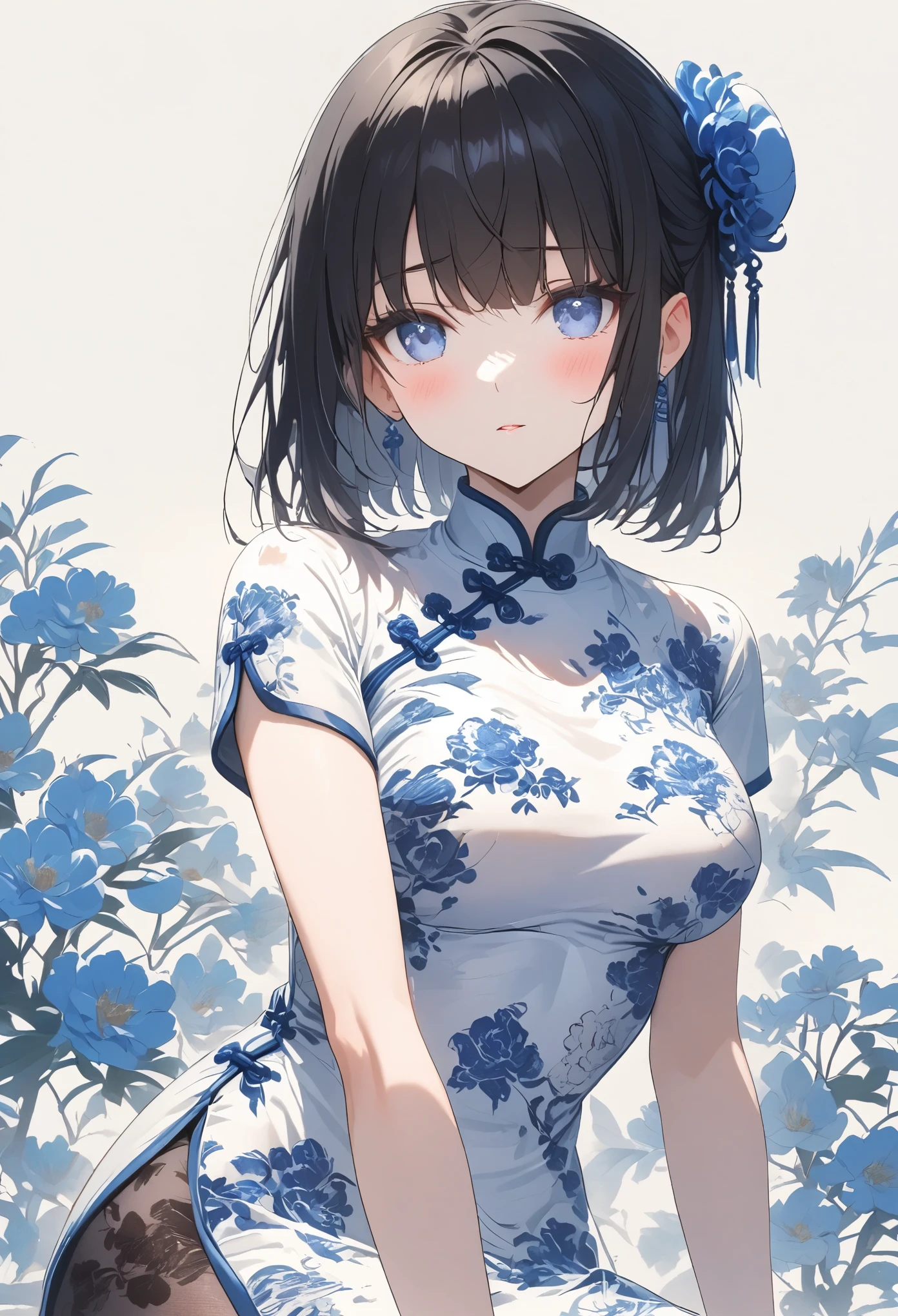 Blue and white porcelain cheongsam