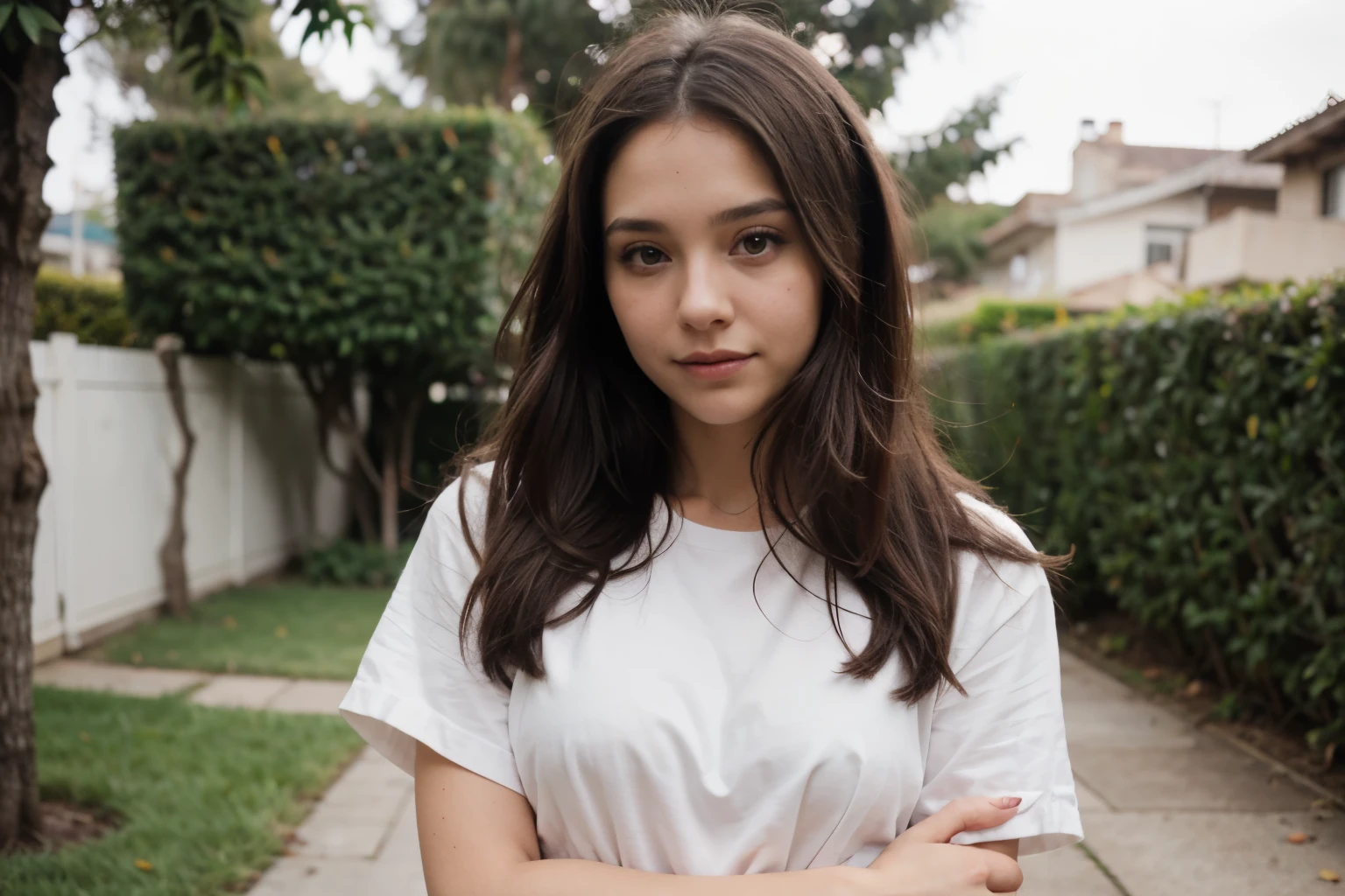 8k, Foto CRU, Fujifilm, foto de estilo de uma bela jovem como Avril em um jardim de rosas cor de rosa claro (pele altamente detalhada: 1.2) Estilo-Petal BREAK cabelo curto, cabelo loiro com mechas coloridas, vestindo um vestido, film grain, 35mm, estilo fofo