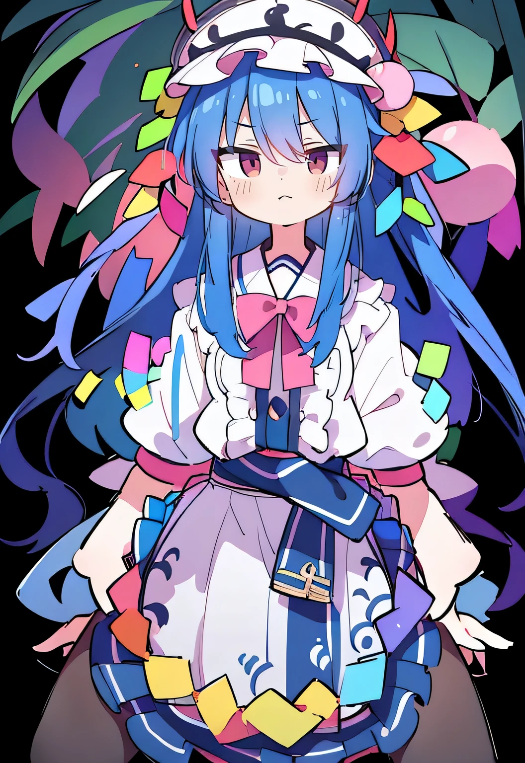 (masterpiece),best quality, expressive eyes, perfect face, 1girl,
Put your hands on your waist,Fair, Gorgeous,japanese manga,girl,Laura,Young angels, blue hair, blue haired, floating clothes,grab your waist, grab your waist, hands on hips , hands on hips,sit, sit on ground, legs on the ground, flat chest