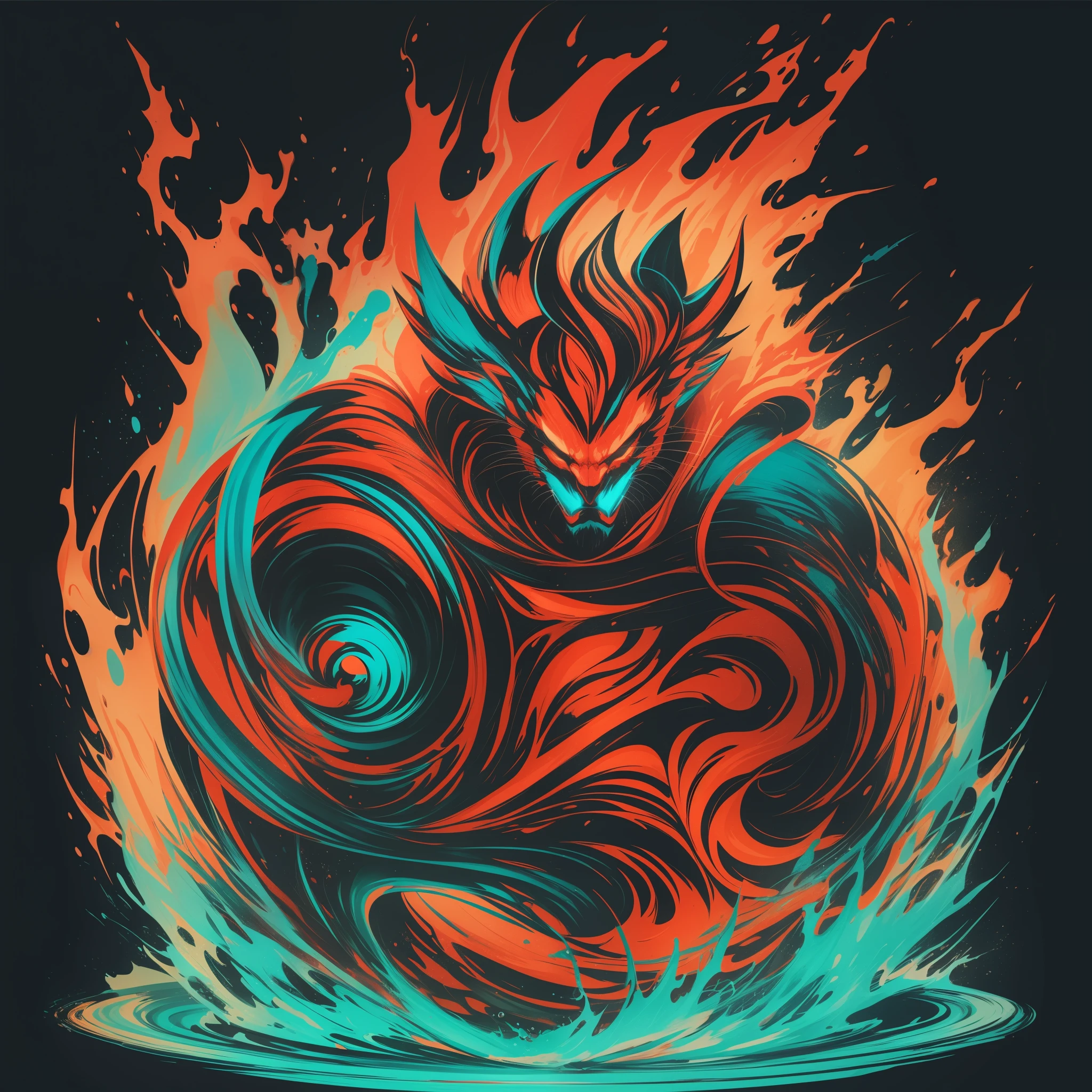 [Red Oni] heraldic silhouette, logo masking style illustration, Dan Mumford, Greg Lutkowski, James Jean, black background, fantasy art, mysterious, realistic, majestic, rich vivid colors, high contrast, seamless water brand, art station, deviant art, dribbling, red bubble, tea public, Sharp focus, simple, hyper detail, detailed drawing, vectorization, outline, isometric style, 8k.