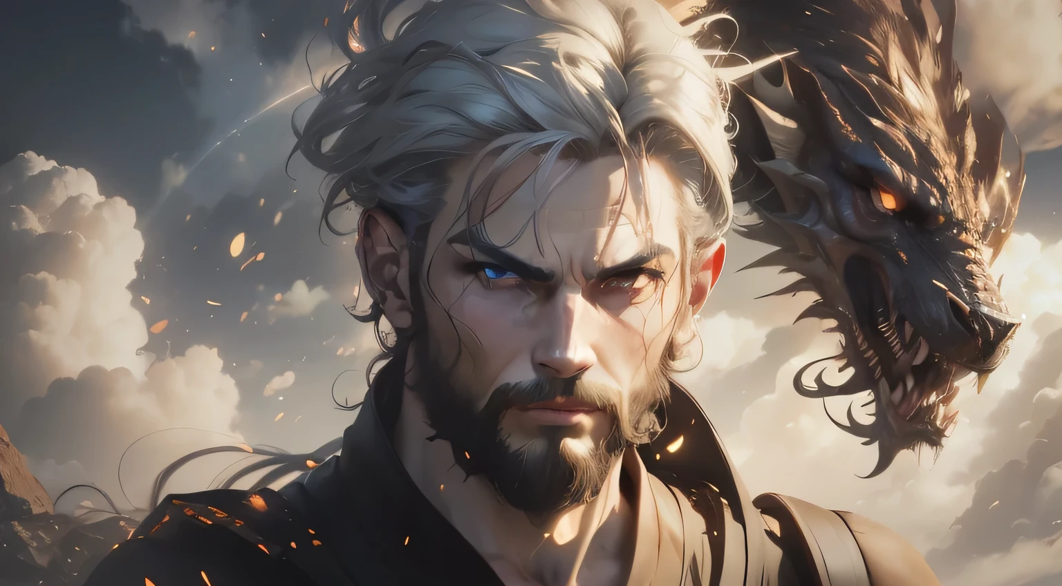 Imagen de un hombre con una cara joven sin un ojo morado, Thancred Waters al estilo de Wlop, Raiden Metal Gear, Raiden de Metal Gear Rising, Retrato de Thancred, epic portraiture, Aguas agradecidas, Arte conceptual oscuro fotorrealista, de Metal Gear, Premiado en CGsociety, square enix cinematic art