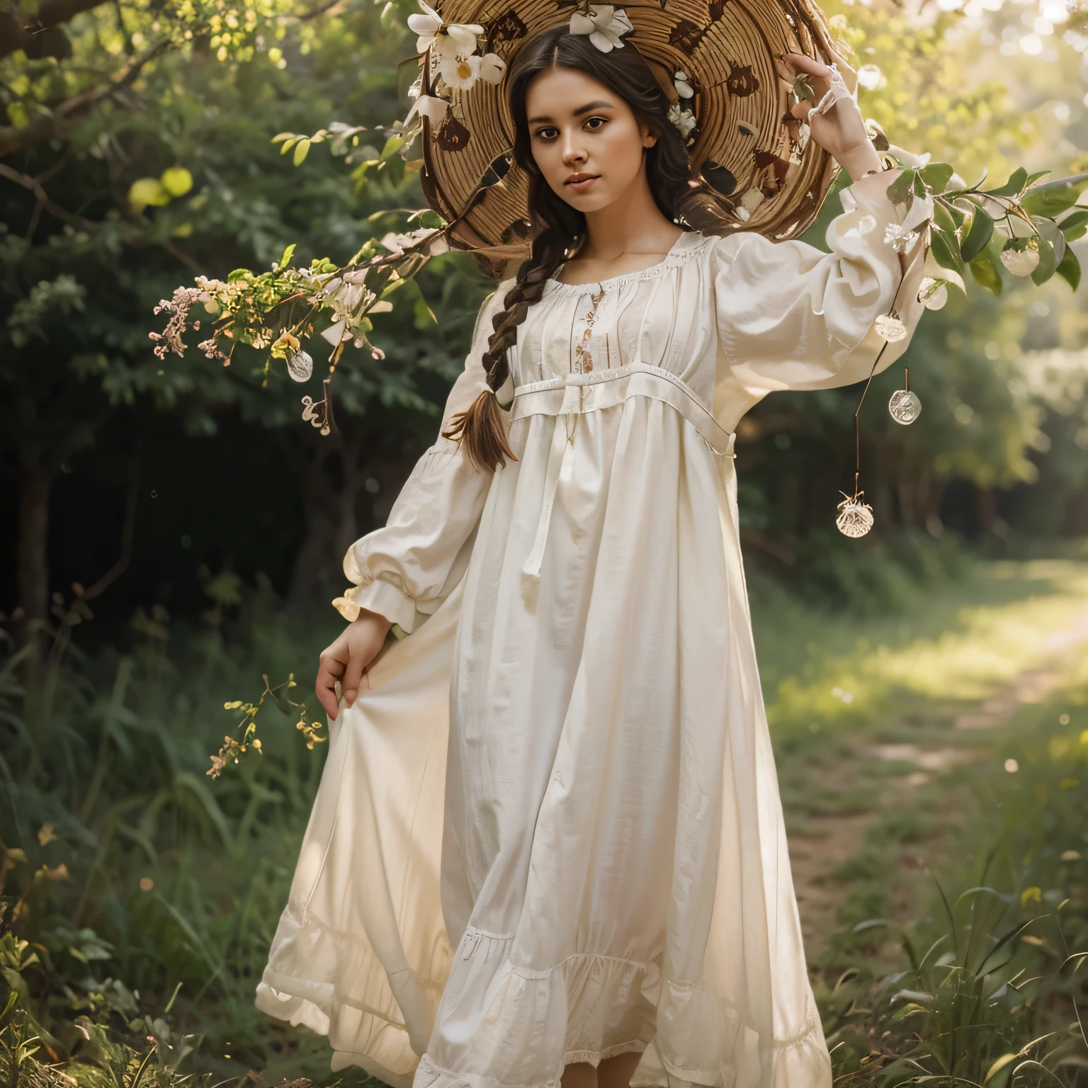 19th century, the ideal image of an incredibly beautiful sweet peasant girl, one long braid, Expressive big eyes, long eyelashes, Eye-catching, on a lawn in the forest.
aesthetics, art, bright colors, stylishly, spectacularly, Russian sundress, Elegantly, filigree, A high resolution, professional photo, Hyperdetailing, hyperrealistic, sharp lines. Canon EOS 5D Mark IV. 8K IMAGE, f 2.8, ISO 100.