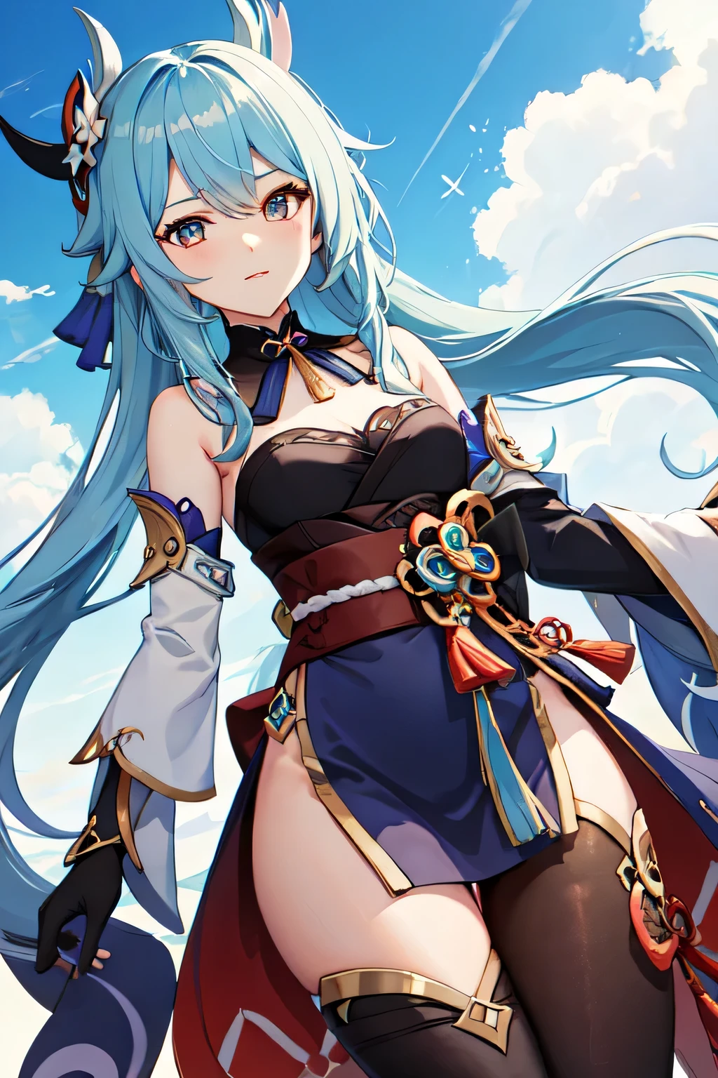 (Highest quality)、((Super detailed))、Super delicate eyes、Cute  girl、Sexy cute bikini、Medieval Princess、Beautiful breasts、Beautiful thighs、Beautiful waterfront、Looking up from below