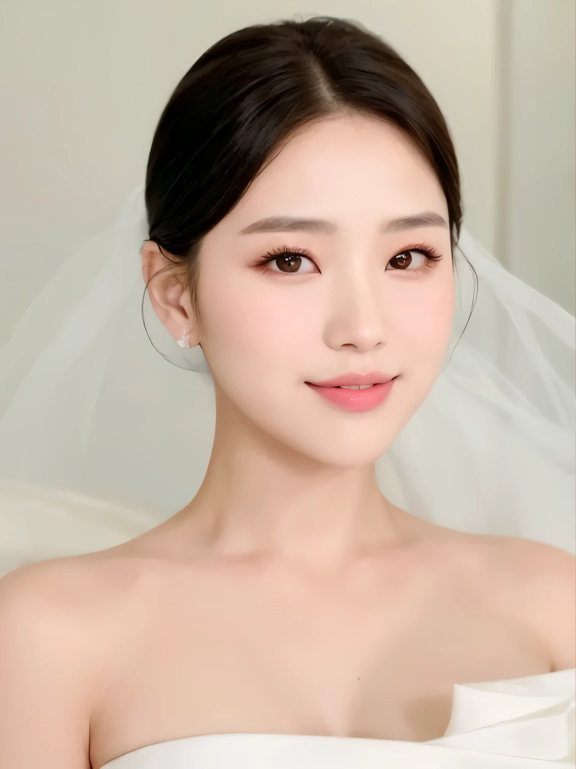 a close up of a woman in a wedding dress with a veil, jaeyeon nam, heonhwa choe, lee ji - eun, lee ji-eun, korean symmetrical face, beautiful south korean woman, with professional makeup, korean woman, seseon yoon, jennie kim, beautiful young korean woman, popular south korean makeup, young adorable korean face blackpink