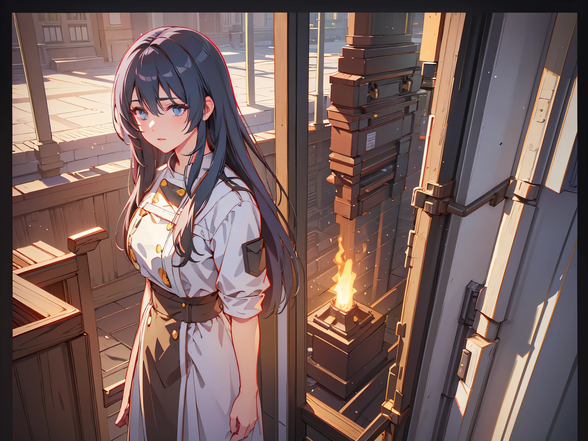 beautiful detailed eyes,beautiful detailed lips,extremely detailed eyes and face,longeyelashes,long hair,confident expression,standing posture,front view,bokeh,realisticbest quality,4k,highres,hdr,studio lighting,physically-based rendering,ultra-fine painting,vivid colors,leona heidern, showing