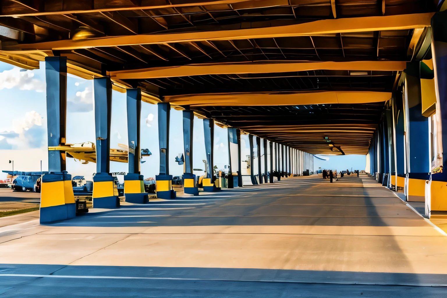 big pier，There are planes at the airport，With freight