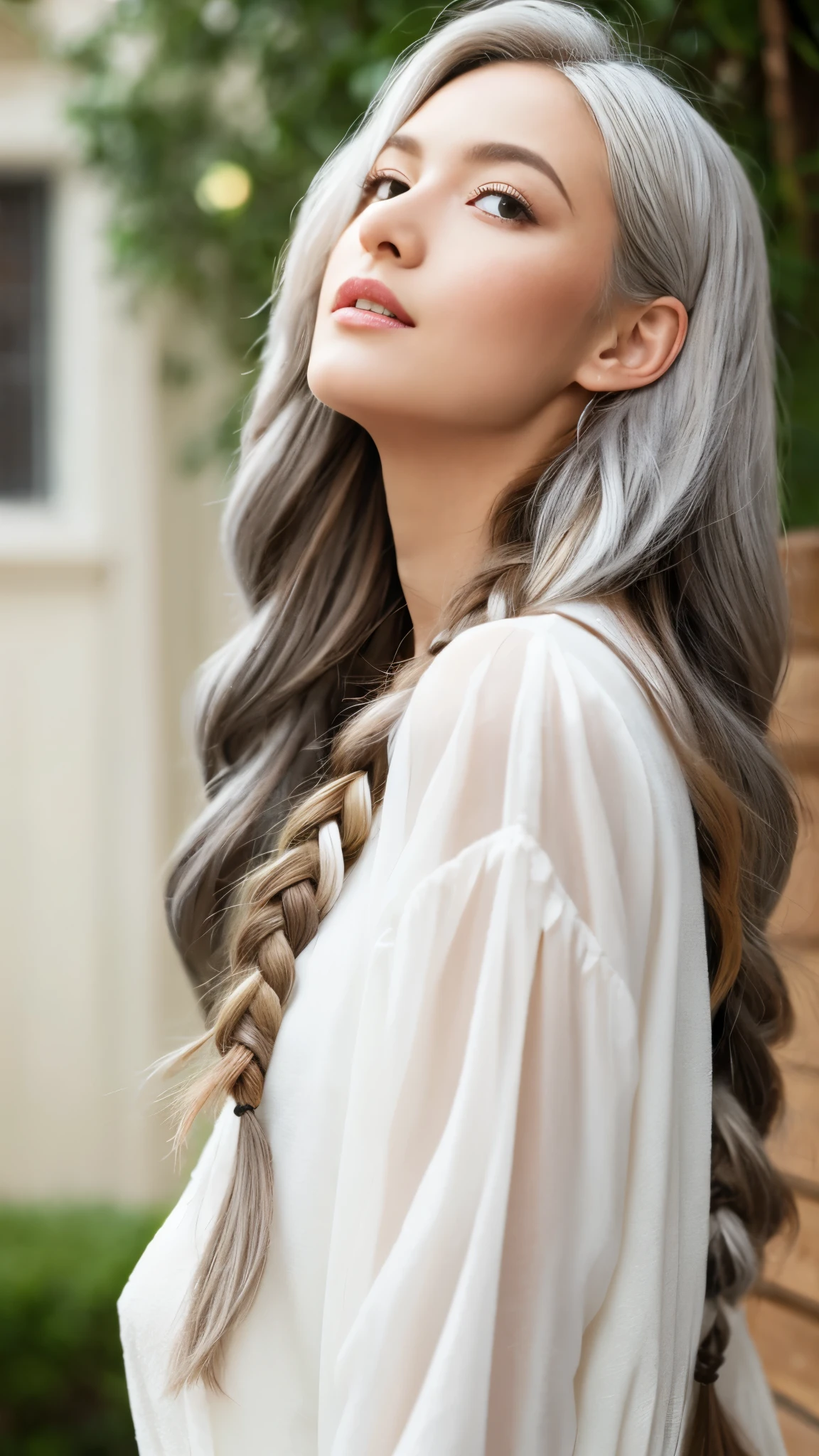 white skinned,White hair,long braid,Need