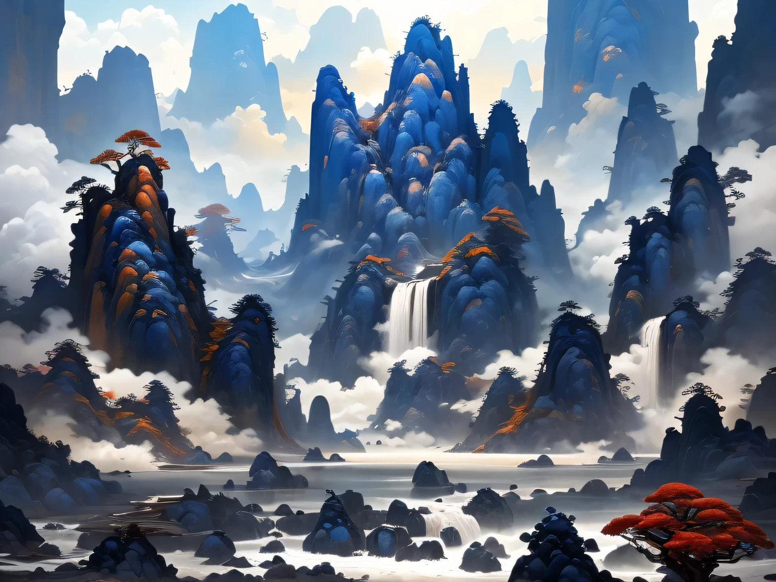 A surreal and exotic landscape，beautiful all around、Vibrant、Colorful。The screen shows strange alien flowers of various shapes and sizes.，and a rich variety of delicious alien fruits。highest image quality，Resolution is 4k or 8k，Capture every detail perfectly。The picture is extremely detailed，Presented in a realistic way，Bringing a truly immersive experience。This work combines illustration techniques and 3D rendering，Created a visually stunning、Works of great skill。Bright colors，Enhances the surreal feel of the landscape。The lighting design is very detailed，Demonstrates complex changes in light and shadow，Adds layer and depth to the scene。The work evokes curiosity and awe in the viewer，Taking the audience into a magical and surreal realm，Where the beauty of nature takes on a whole new meaning。