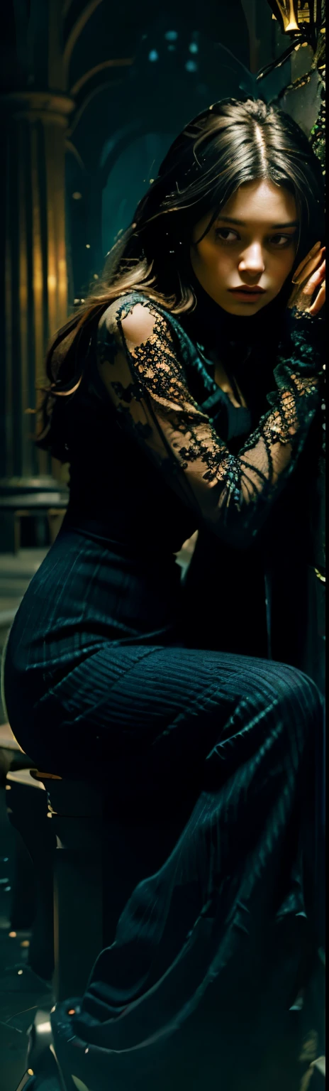 (Fidelity: 1.5), Official Art, Unity 8k Wallpaper, Ultra Detailed, Beautiful, Beautiful, Masterpiece, Best Quality,
darkness, atmosphere, mystery, romanticism, creepy, literature, art, fashion, victorian, decoration, intricate, ironwork, melancholy, lace, contemplation, emotional depth, supernatural,
1 girl, solo, neck, legs, bust composition, fantasy, blues