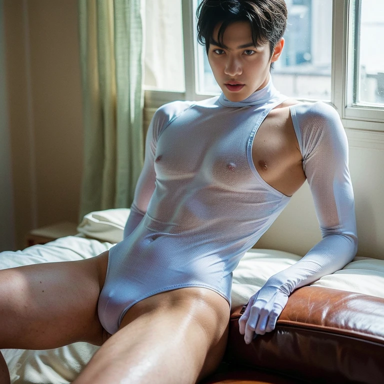 (masutepiece,High resolution,ultra - detailed:1.0),1(Boy,Robot Boy),Perfect male body,Look at the camera,Delicate eyes and delicate face,extremely details CG,Unity 8k壁纸,intricate-detail,solo person,Detailed face, (Futuristic skin-perfect white bodysuit), Best Quality, hands visible, (White Gloves), Beautiful and delicate blue short hair:1.5 , full length shot(fls) , big thighs , big hips , insane details, hyper details , photorealistic , only male , handsome boy , fat buttock , puffy nipples , 16k resolution , ultra-high clarity , hyperrealism, uhd,. K-pop, whore , slutty whore , swollen nipples , defeat , grins ,thick thighs, thick booty. Fat buttocks , male