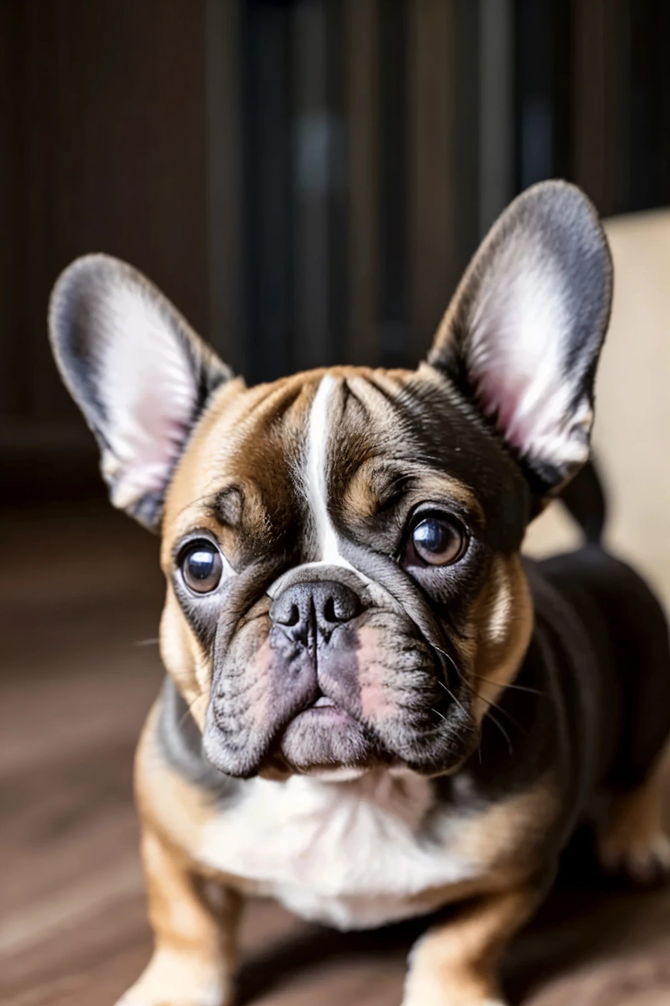 A poppy brown French Bulldog with a distinct white stripe running across its neck, this adorable canine carried an air of playfulness and charm. Its round, compact body was covered in a thick, glossy coat that seemed to gleam under the light. The poppy brown hue of its fur was accentuated by the contrasting white stripe, making its features all the more defined. The French Bulldog's expressive, pleading eyes conveyed a sense of mischief and unwavering devotion. With its tongue frequently hanging out and its small, bat-like ears perked up, this lovable creature exuded an undeniable charm that would melt even the coldest