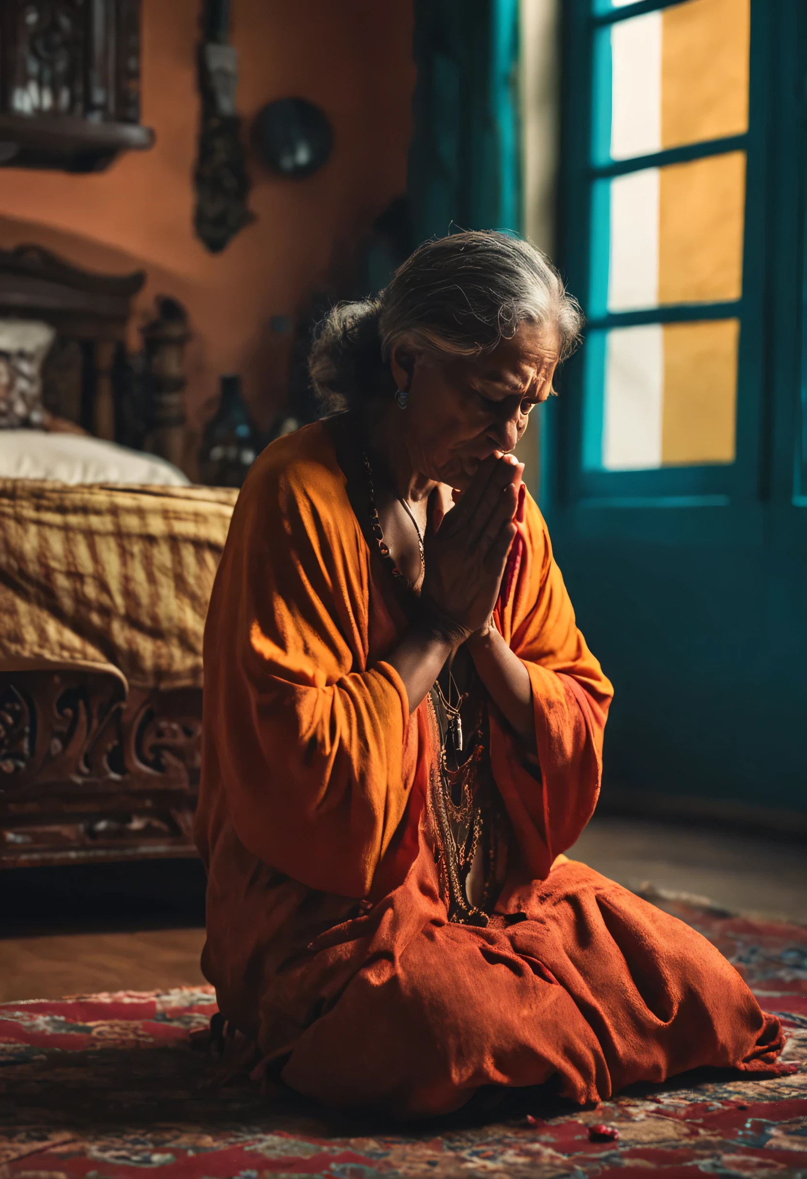 mulher na casa dos 40 anos, praying and asking God for forgiveness