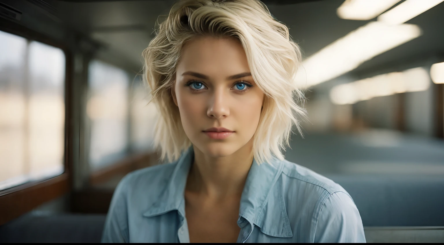 light blue eyes.