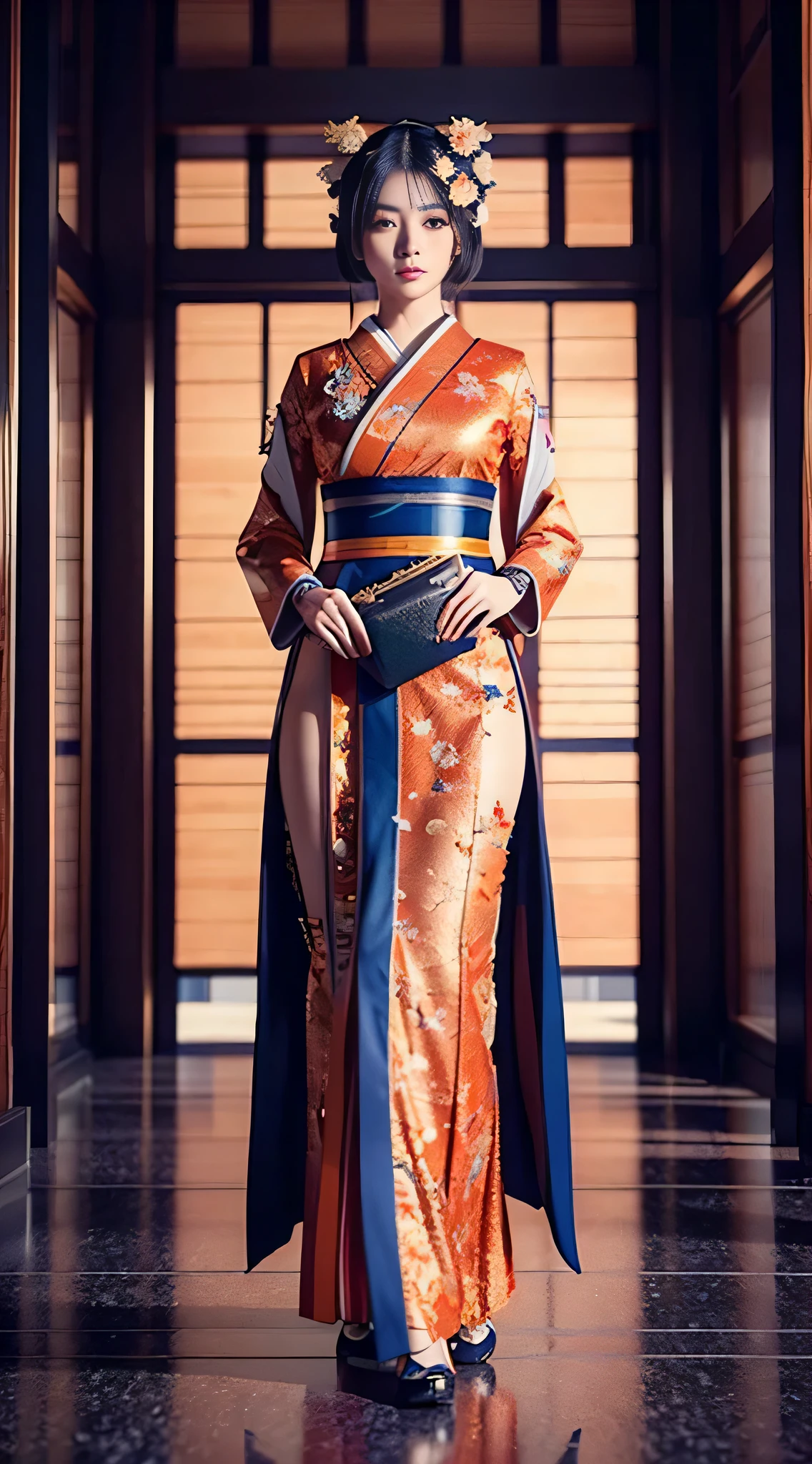 a highly detailed full body portrait of a geisha. 8k, octane render, Intricate hyperdetails, Symmetrical