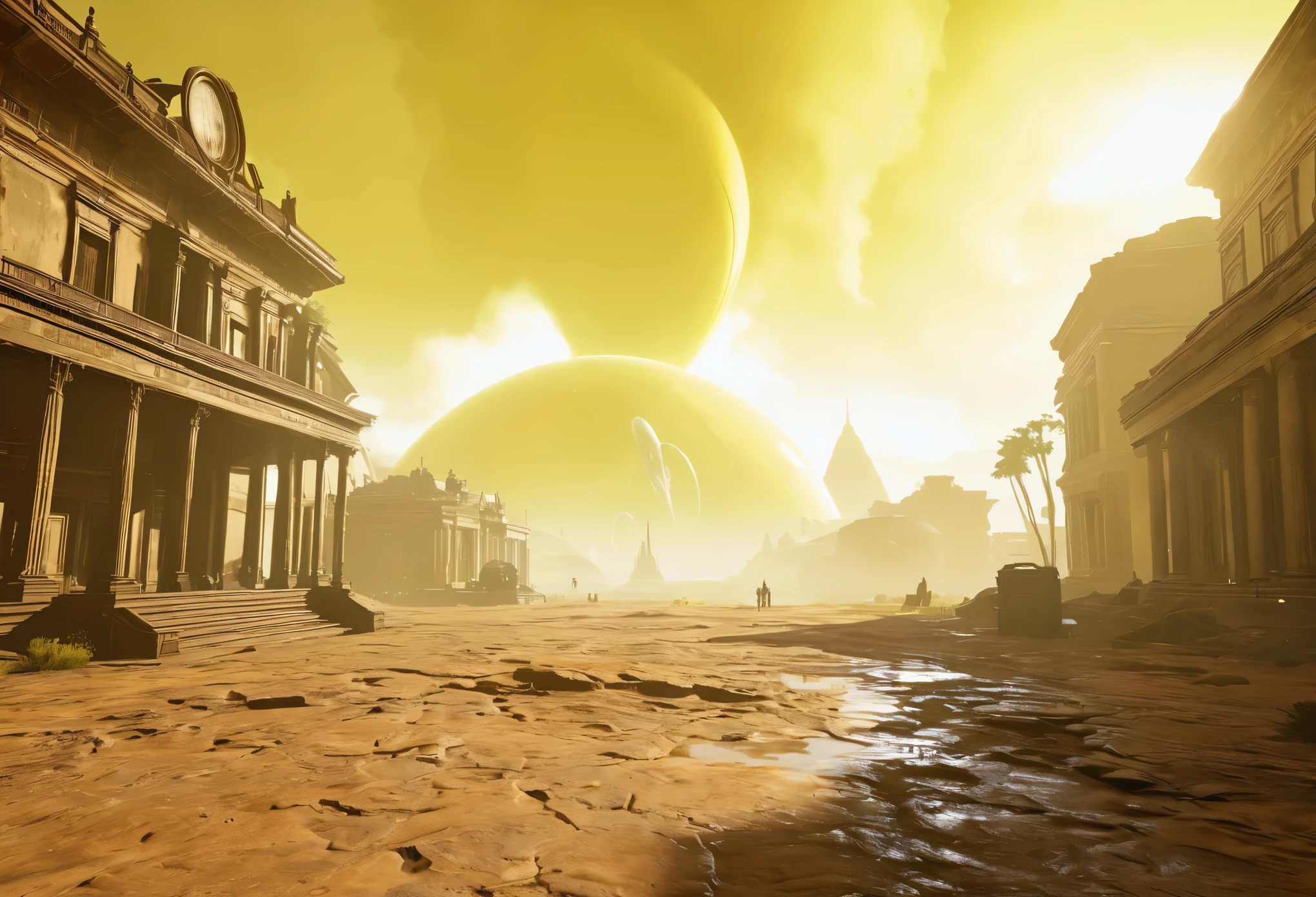 VR first person，Alien scenes，VR operation interface，Realistic virtual scenes，empty land，Diffuse light mist，best quality，masterpiece