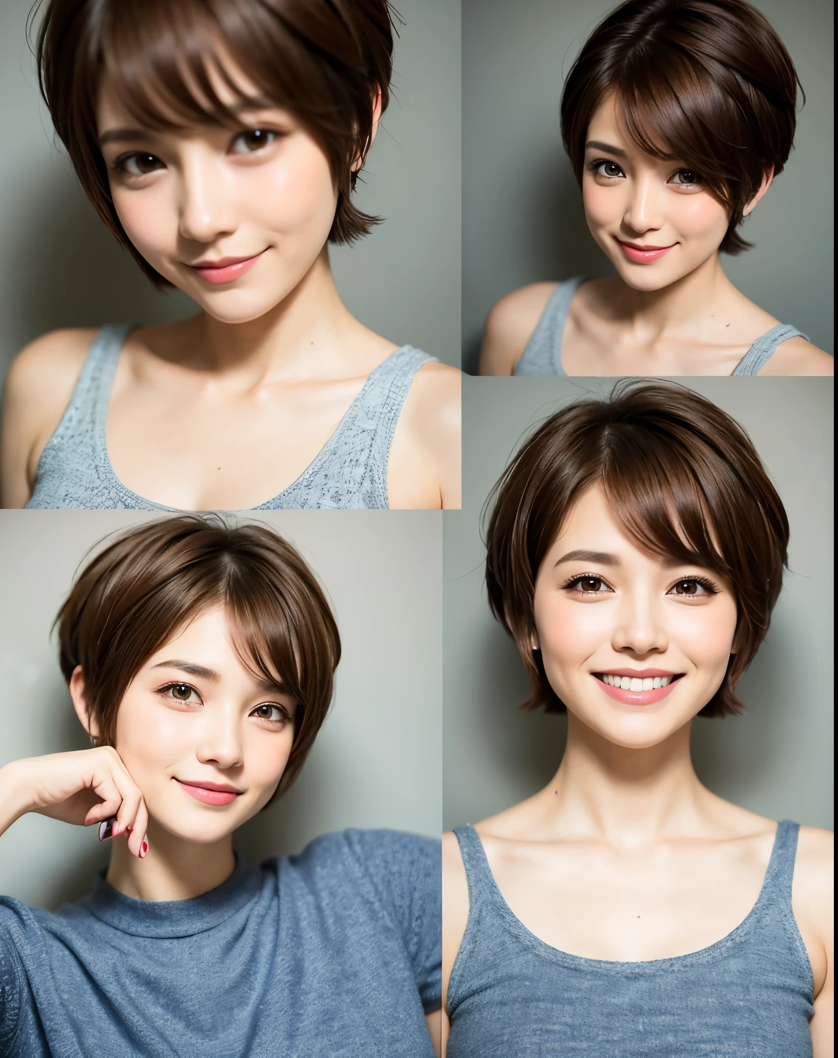 Short hair Pixie cut Cecil cut Uneven hair tips Very short hair Smile Brown hair