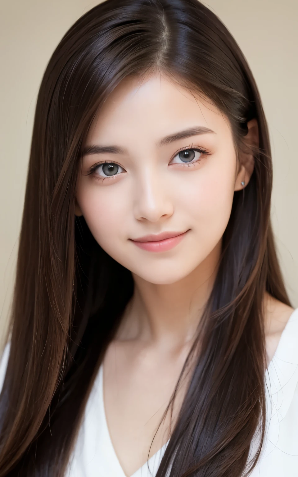 masterpiece, Best Quality, 8K, 1 girl, 20 yo, closed mouth, happy smile, close-up, Close-up of face, Solo, Cute, Girly, Delicate girl, Neat and clean beauty, Raw photo, Professional Photography, Portrait, Soft light, Professional Lighting, Back lighting, look away, avert your eyes, Sophisticated, Film grain, (Eyes and faces with detailed:1.0), medium length floating hair, Beautiful flowing hair,