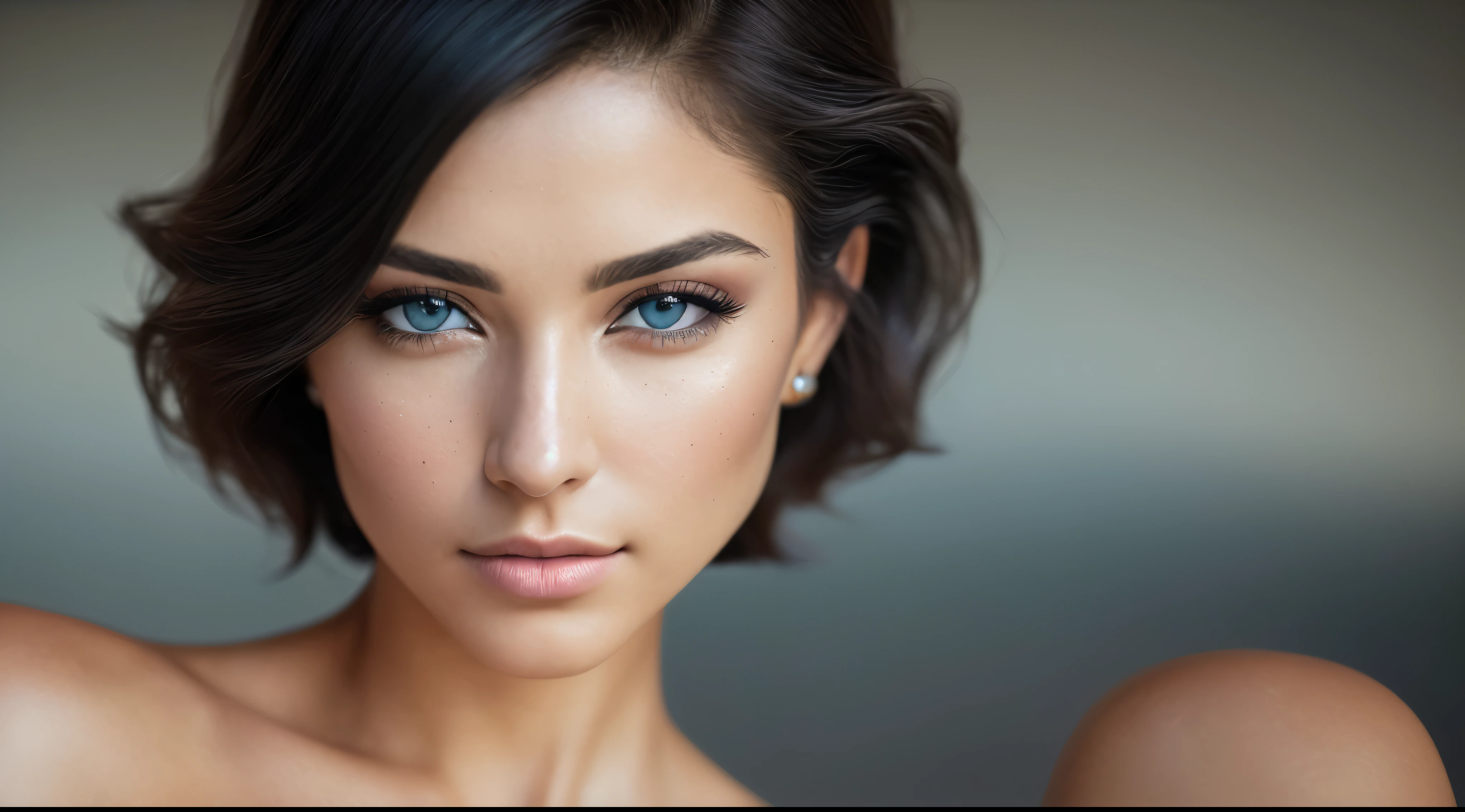 (RAW, analog, Nikon Z 14mm ultra wide angle lens, award-winning glamour photography, ((highest quality)), ((masterpiece)), ((realistic)), skin pores, subsurface scattering, synchrotron rays, high resolution, detailed facial features, high detail, sharp focus, smooth, aesthetic, highly detailed, (highly detailed eyes, highly detailed iris), highly detailed hair, highly detailed skin, highly detailed clothing, Octane Rendering, Photorealistic, Realistic, Post-Processing, Maximum Detail, Realistic Shadows, Roughness, Natural Skin Texture, Real Life, Ultra Realistic, Photorealism, Photography, 8K UHD, Photo, HDR, Complex and Elegant, Highly Detailed, Sharp Focus, Stunning, Beautiful, Gorgeous), (Masterpiece: 1.2, Best Quality 1:1, Ultra Detail: 1.2, Best Shadows, 8k: 1.1) (Large city: 1.3, rooftop: 1.1, lower structures, railings), (contrasting background, light background), (beautiful detailed face), high contrast, (perfect lighting: 1.2, beautiful color, delicate color), (cinematic light)), colorful, hyper-detail, dramatic light, intricate detail, (Isabel Merced, solo, bob_cut_ hair, blue eyes, dynamic angle, seductive), depth of field