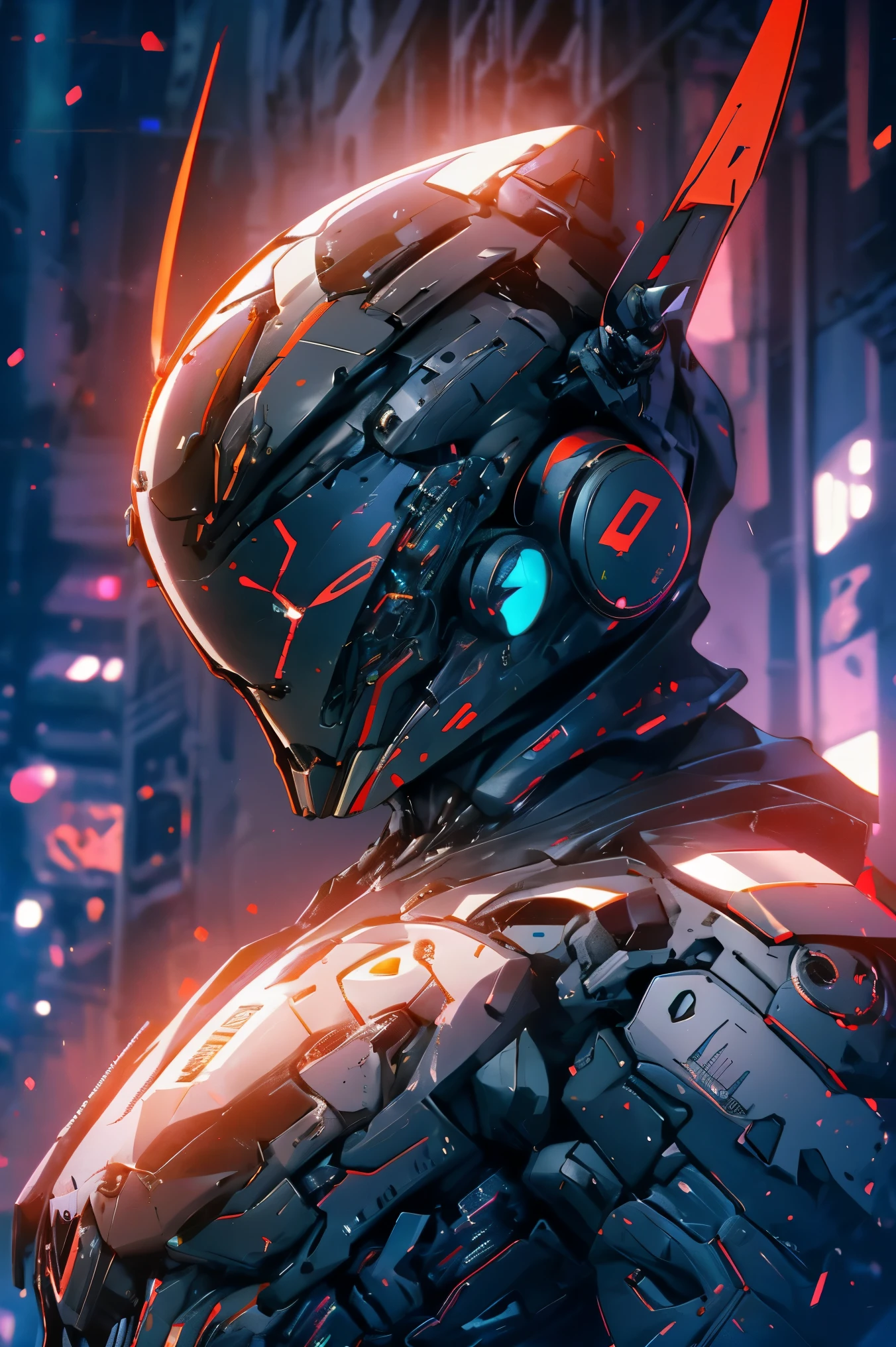 official art, potrait, unity 8k wallpaper, ultra detailed, aesthetic, masterpiece, best quality, hyperrealistic and intricate detail, ((portrait of a military nousr robot)), warframe, ((full robot helmet)), character design, ((detailed helmet)), in the style of dieter rams and boston dynamics, robot, highly detailed, intricate details, (symmetrical), digital 3d, hard surface, real-time, vfx, volumetric lighting, ambient light, ultra hd, hdr, uhd, depth of field, macro shot, ruby background,