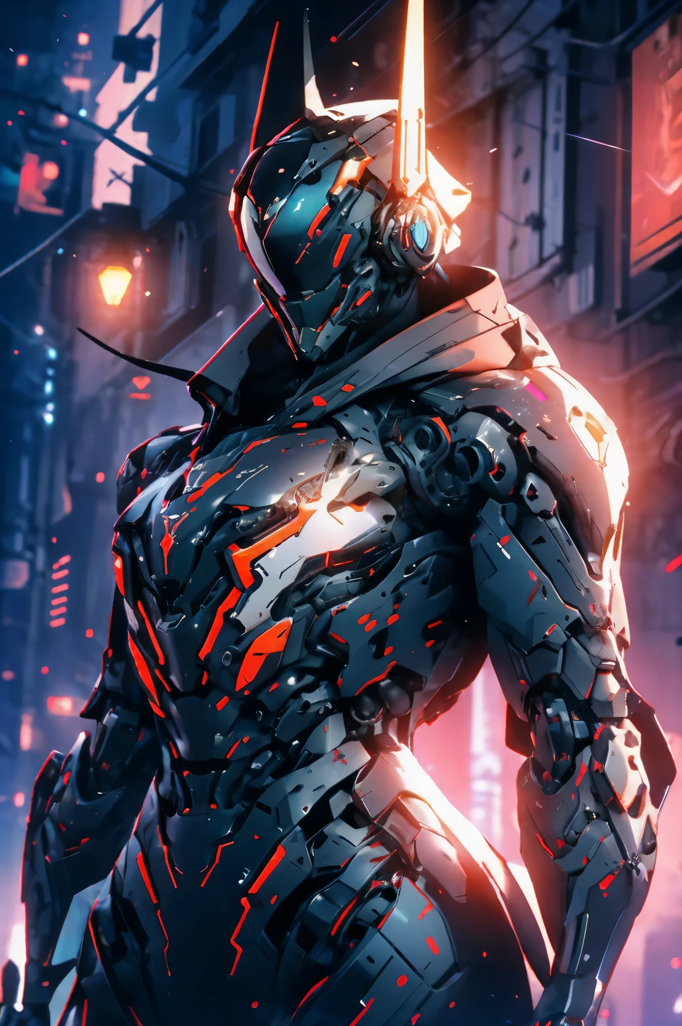 official art, full body, standing pose, attractive, unity 8k wallpaper, ultra detailed, aesthetic, masterpiece, best quality, hyperrealistic and intricate detail, ((portrait of a military nousr robot)), warframe, ((full robot helmet)), character design, ((detailed helmet)), in the style of dieter rams and boston dynamics, robot, highly detailed, intricate details, (symmetrical), digital 3d, hard surface, real-time, vfx, volumetric lighting, ambient light, ultra hd, hdr, uhd, depth of field, macro shot, ruby background,