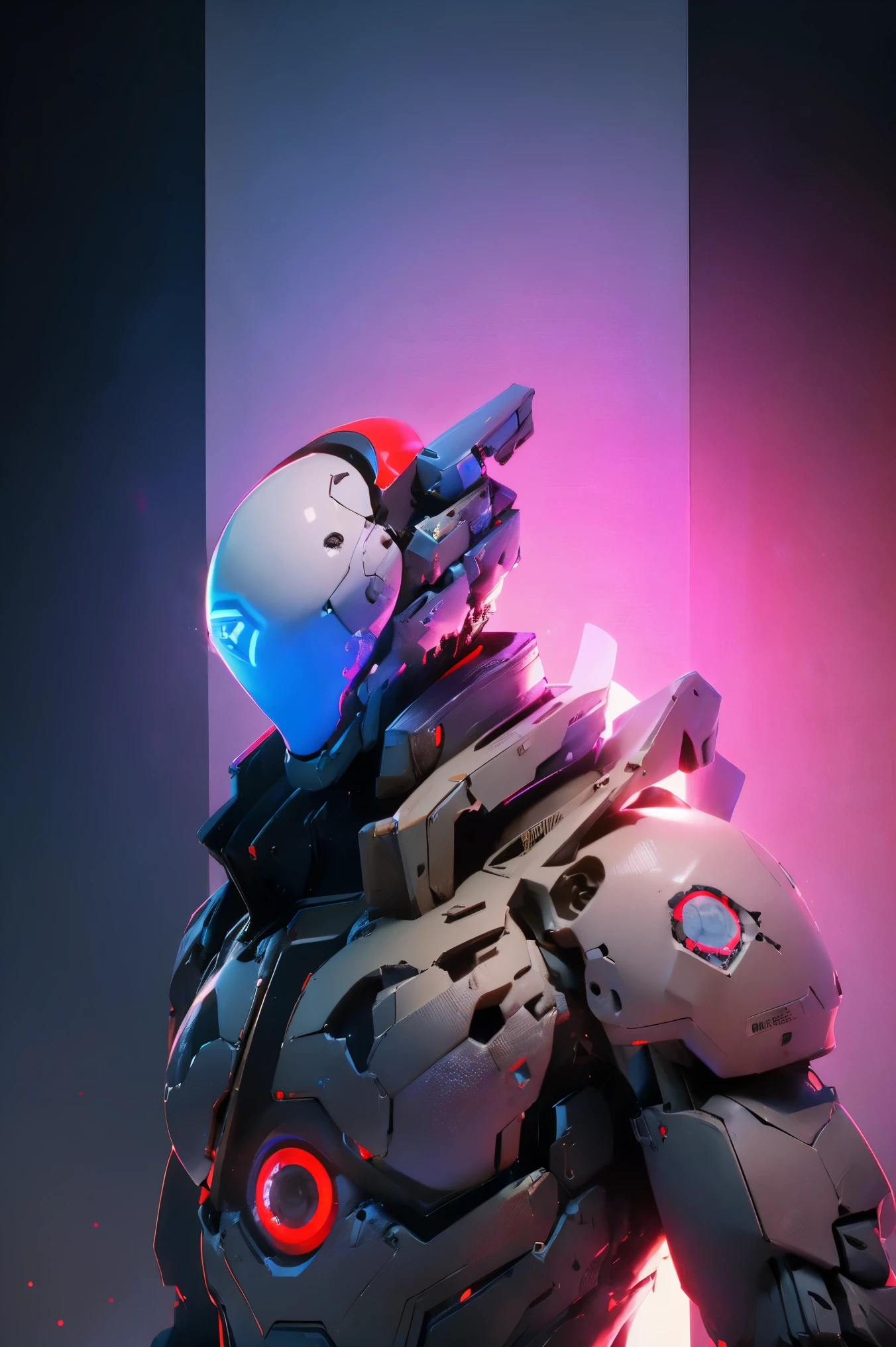 official art, potraot, attractive, unity 8k wallpaper, ultra detailed, aesthetic, masterpiece, best quality, hyperrealistic and intricate detail, ((portrait of a military nousr robot)), warframe, ((full robot helmet)), character design, ((detailed helmet)), in the style of dieter rams and boston dynamics, robot, highly detailed, intricate details, (symmetrical), digital 3d, hard surface, real-time, vfx, volumetric lighting, ambient light, ultra hd, hdr, uhd, depth of field, macro shot, ruby background,