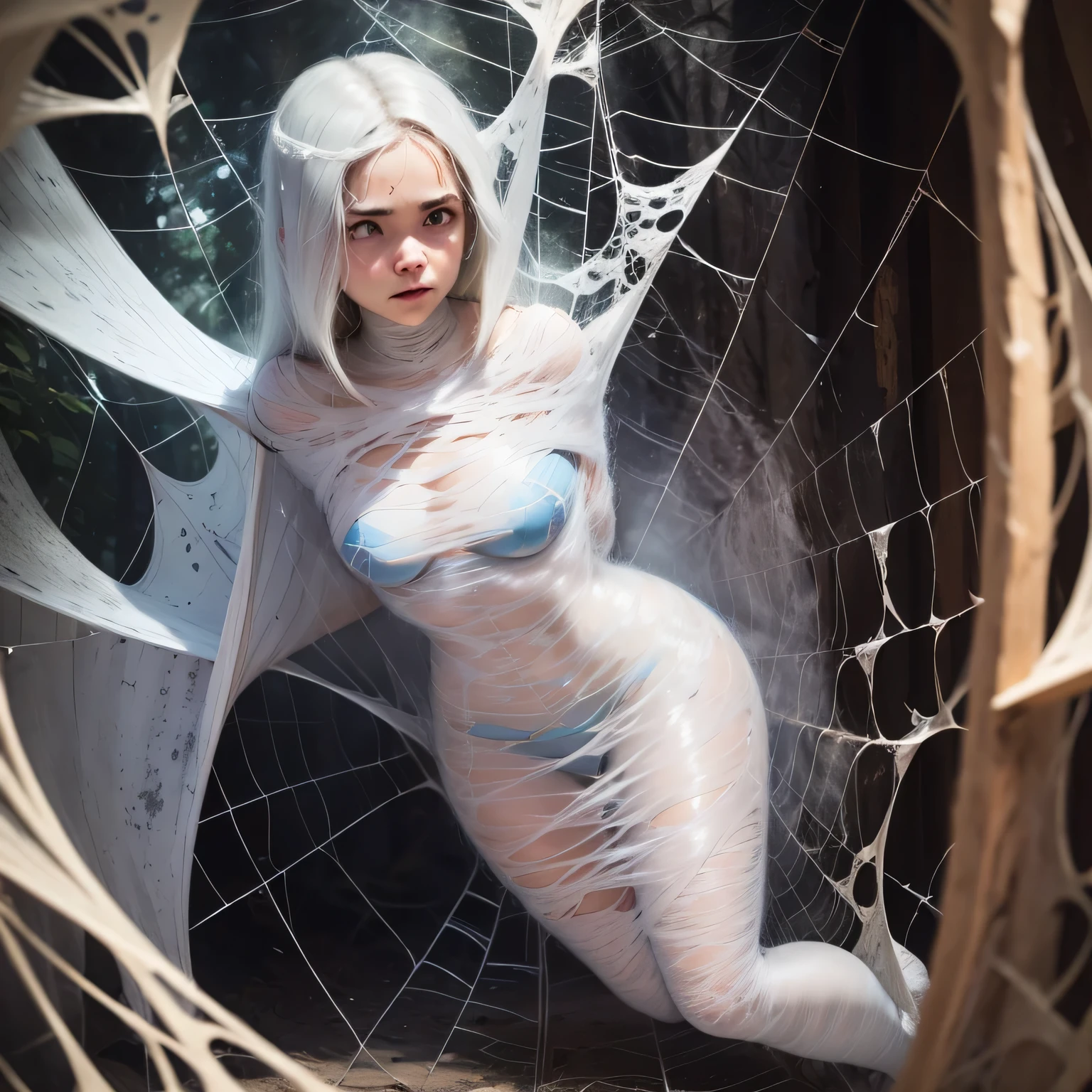 a girl trapped in the cobweb