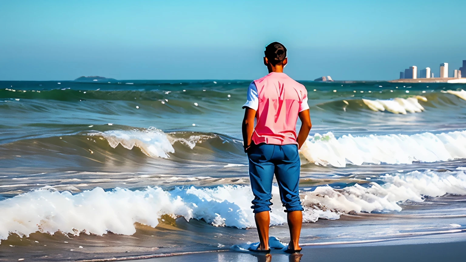 Young man 25 years old, siglo 18 mirando el mar