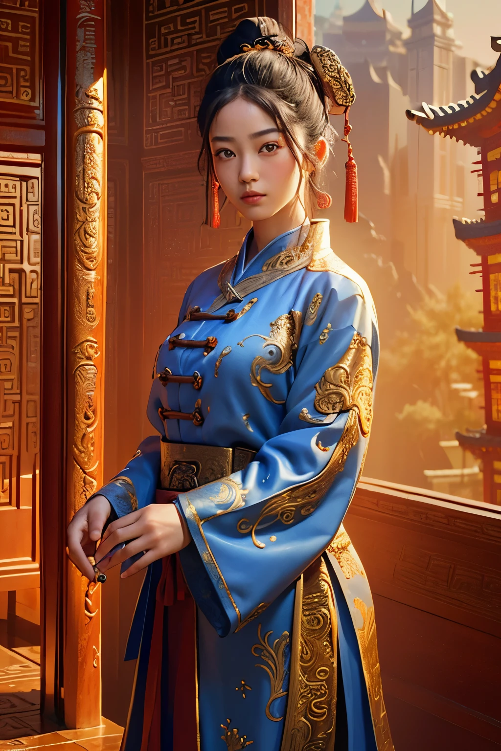 (beautiful and intricate Chinese temple), ((top-quality:1.3)), ((masterpiece:1.2)), ((realistic:1.4)), ((detailed:1.5)),

This Chinese temple image showcases the beauty and intricacy of traditional Chinese architecture. The top-quality image is a masterpiece, boasting exquisite details that transport viewers into the heart of ancient China. The temple appears realistic, with every brick, tile, and ornate decoration meticulously rendered to perfection.

The intricate carvings on the temple walls are depicted with stunning detail, as if each stroke of the artist's brush can still be seen. The temple roof is adorn