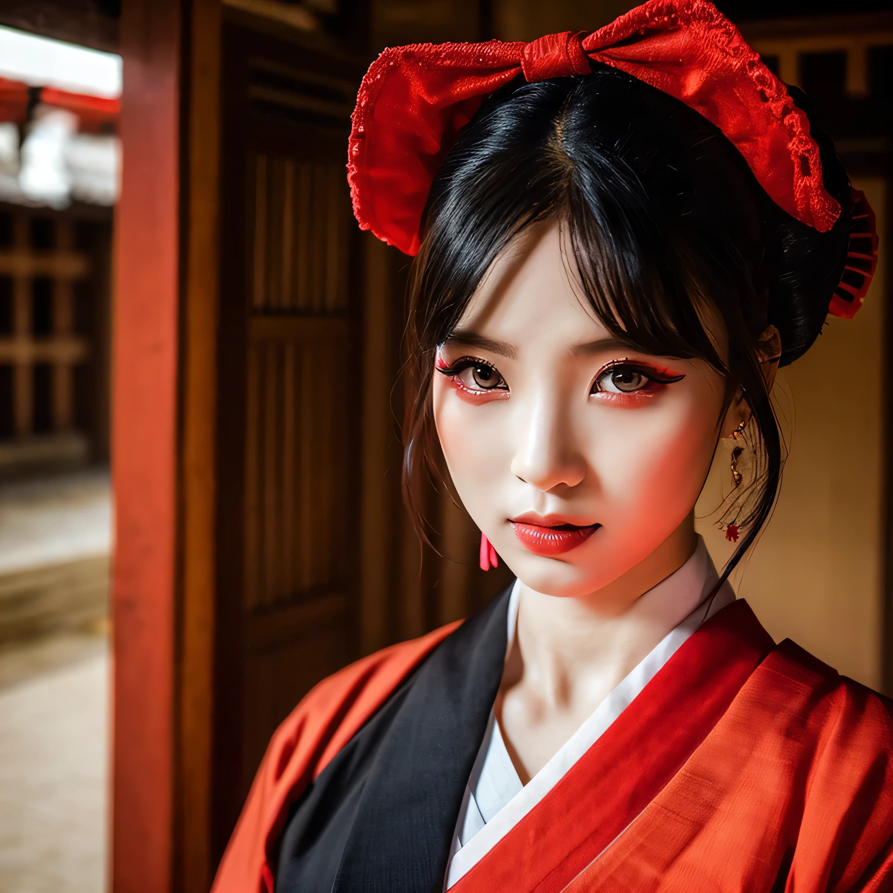 Femme , visage, demonic, samurai, geishas