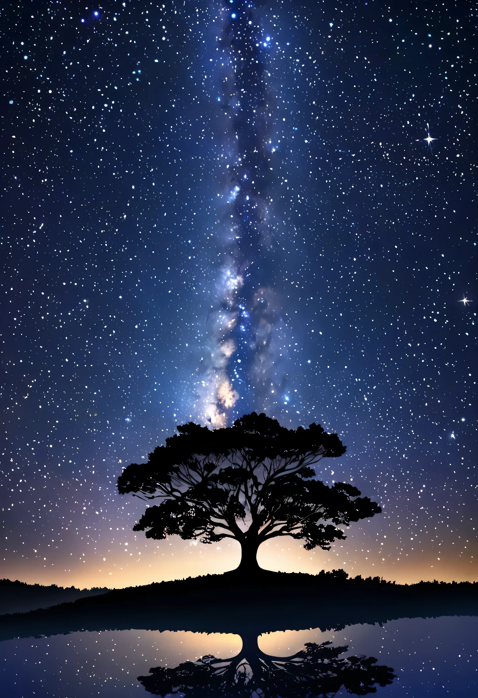 octanos, Sky, star (Sky), Scenario, starry Sky, noite, , Milky Way, sentado, tree, cabelo longo, cidade, silhueta, cidadescape