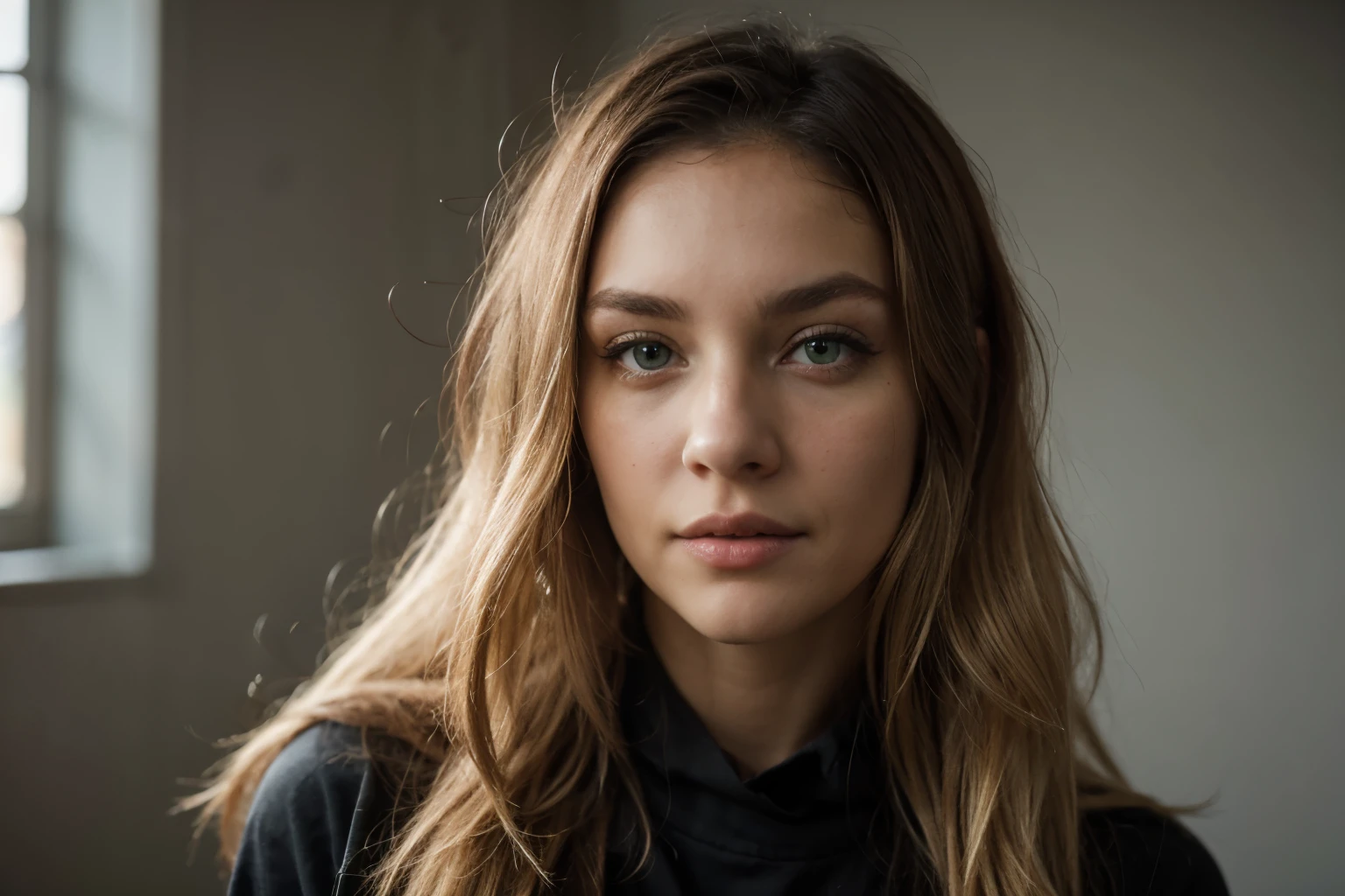 Ebony, green eyes, blonde hair,8k,real, tall hair