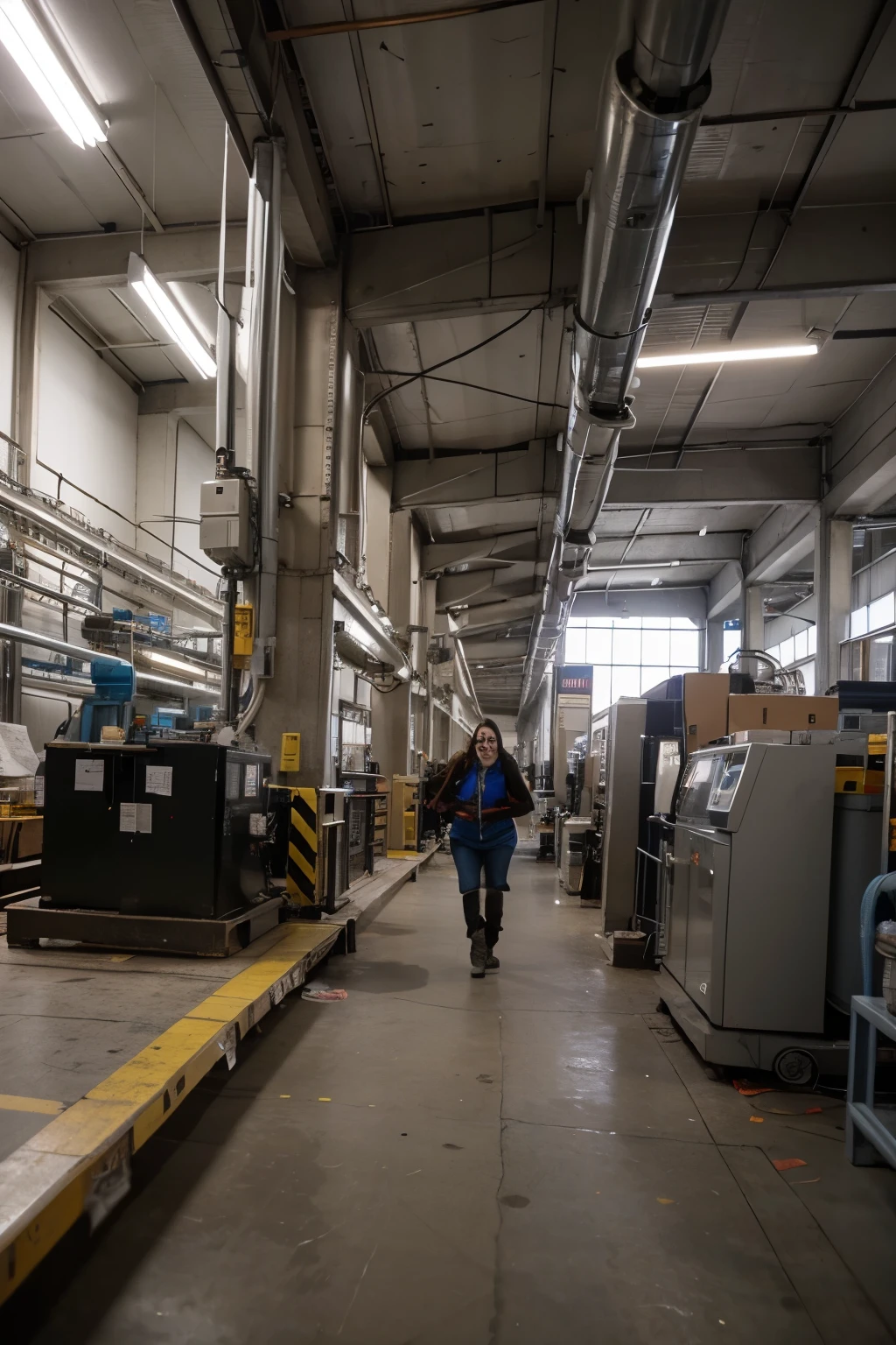 create an image that is a factory conveyor belt carrying some electrons