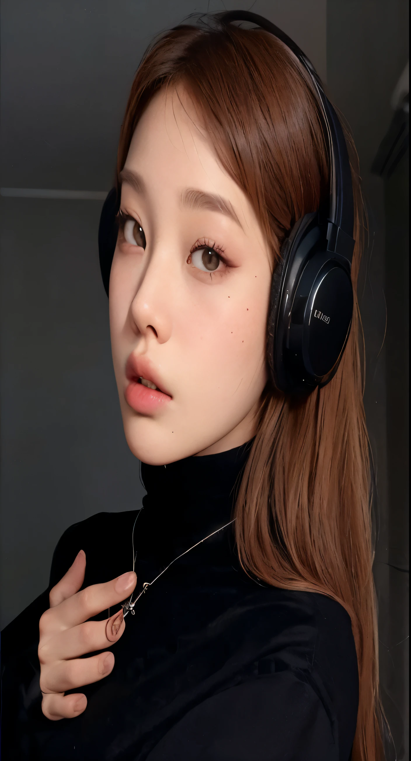there is a woman com fones de ouvido on and a necklace, com fones de ouvido, jossi do blackpink, portrait of jossi do blackpink, com fones de ouvido, Ulzzang, Sun Yunjoo, jennie blackpink, jaeyeon nam, usando fones de ouvido pretos, Heonhwa Choe, Jinyoung Shin, coreana, parque roseanne de blackpink, estacionar a partir de-min, Lee Ji-eun