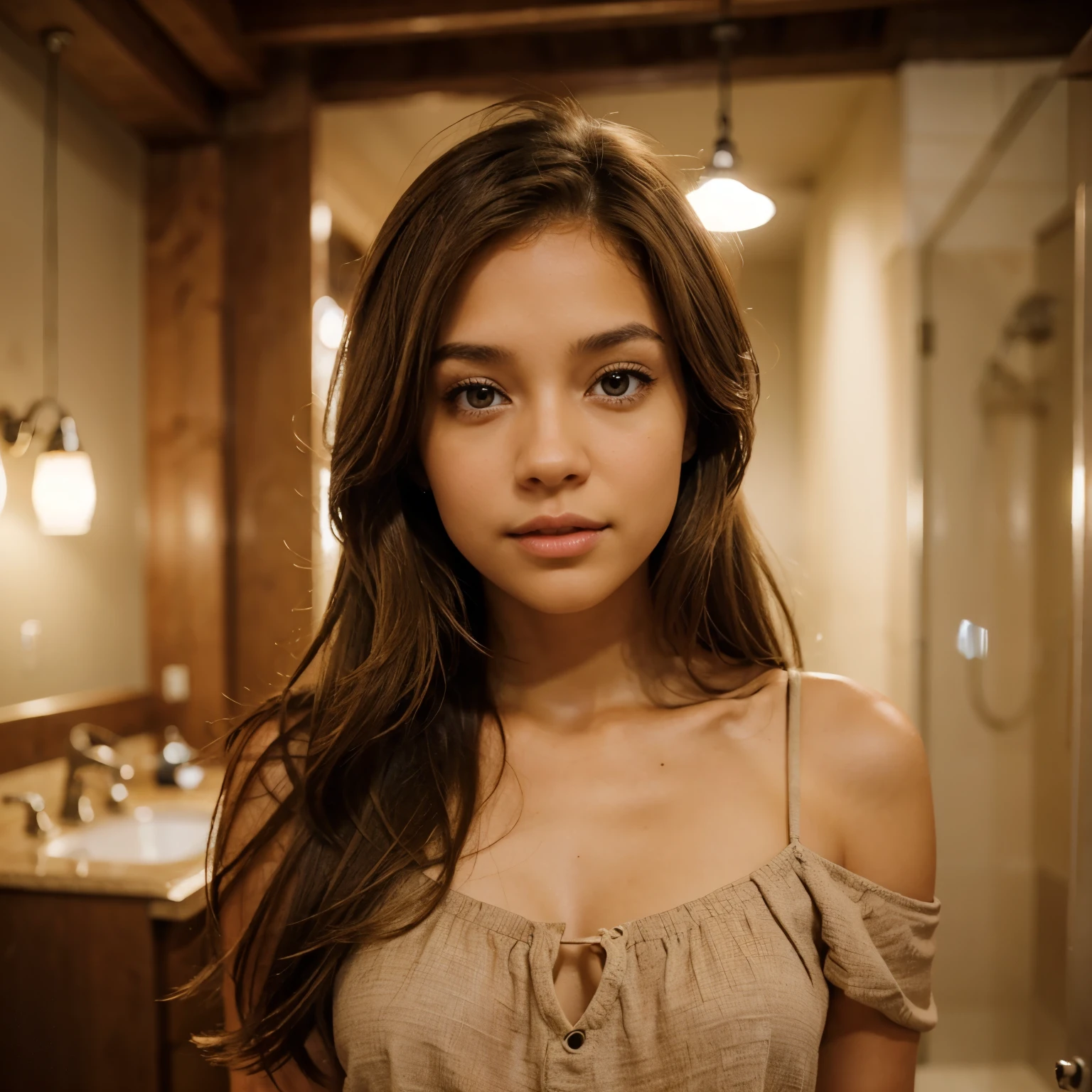 Girl light skin straight light brown hair shoulder length light brown eyes