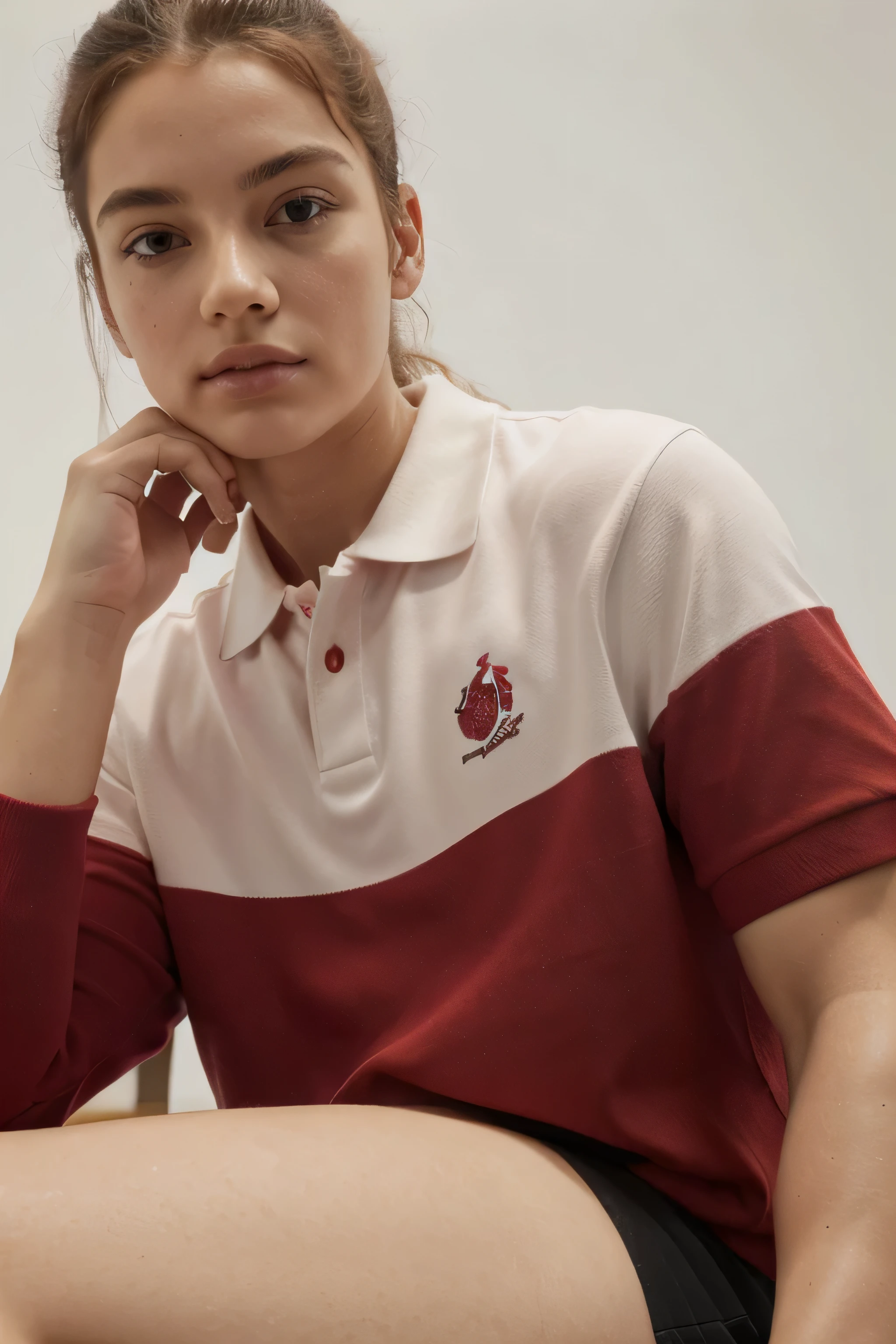 la imagen de un polo deportivo de color rojo vino con crema degradado