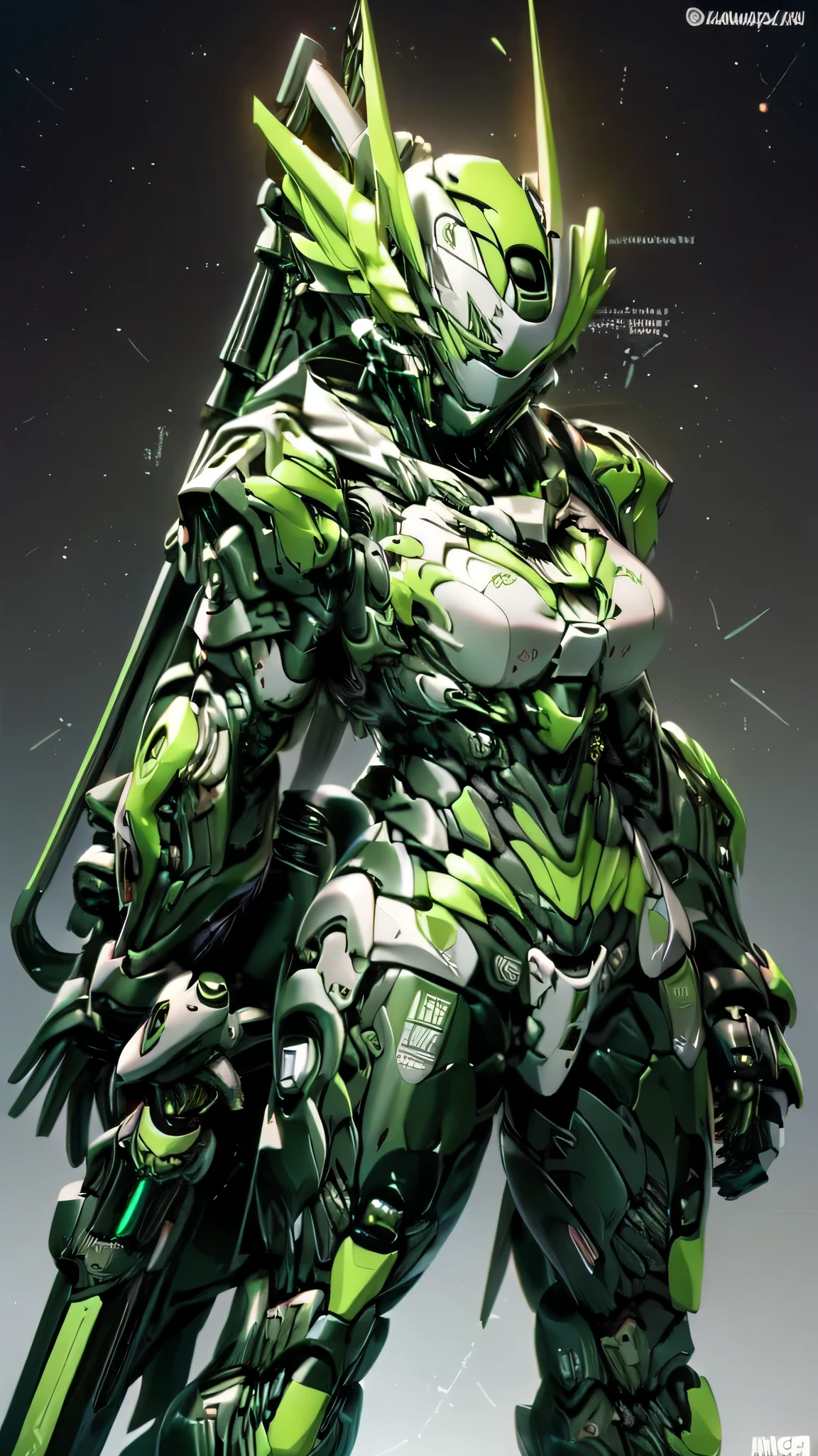 (sexy anime girl, masterpiece, best quality:1.3),extremely high detailed, intricate, 8k, HDR, wallpaper, cinematic lighting, (universe),(Mecha musume:1.3), glowing, black armor, glowing green eyes, mecha, black hair, ponytail, (large mechanical fairy wings:1.2), (black and green theme:1.4), (fairy, girl:1.2), (large breasts:1.1), (white background:1.3), (midriff, cleavage, pacific rim style helmet:1.2)