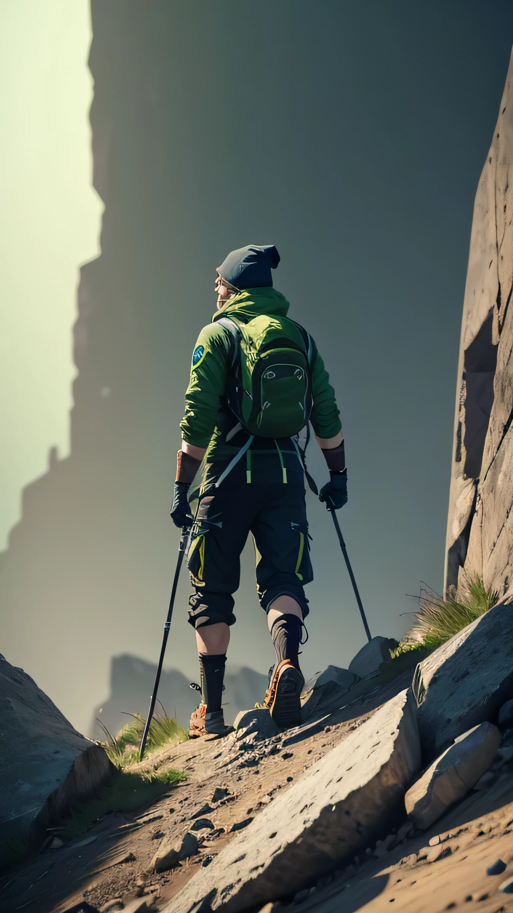 green mountain climber, 8k, high resolution