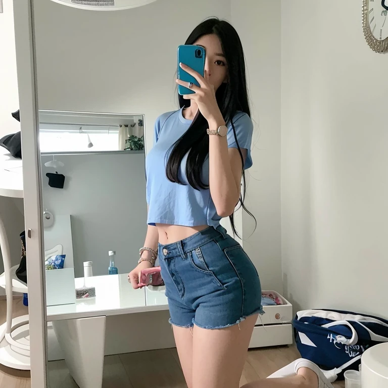 a woman walking down a dirt road with trees and bushes, cottagecore!! fitness body, forest city streets behind her, walking around in forest, walking around in a forest, walking away from the camera, long shot from the back, thicc, 8k)), white shorts and hiking boots, walking upright in a forest, anime girl in real life
