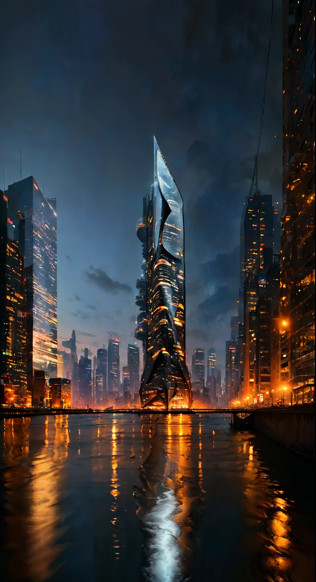 a skyscraper office in the big city, charity reception, Magnificent ladies in elegant dresses, respectable men, the cyborg man, best quality, high quality, absurdres, masterpiece, beautiful, intricate details, 1/2 body crop, slim body, beautiful figure, magnificent anatomy, (intricate details:1.12), HDR, (intricate details, hyper-detailing:1.15), (natural skin textures, hyper realisitc, soft light, Sharp:1.2)