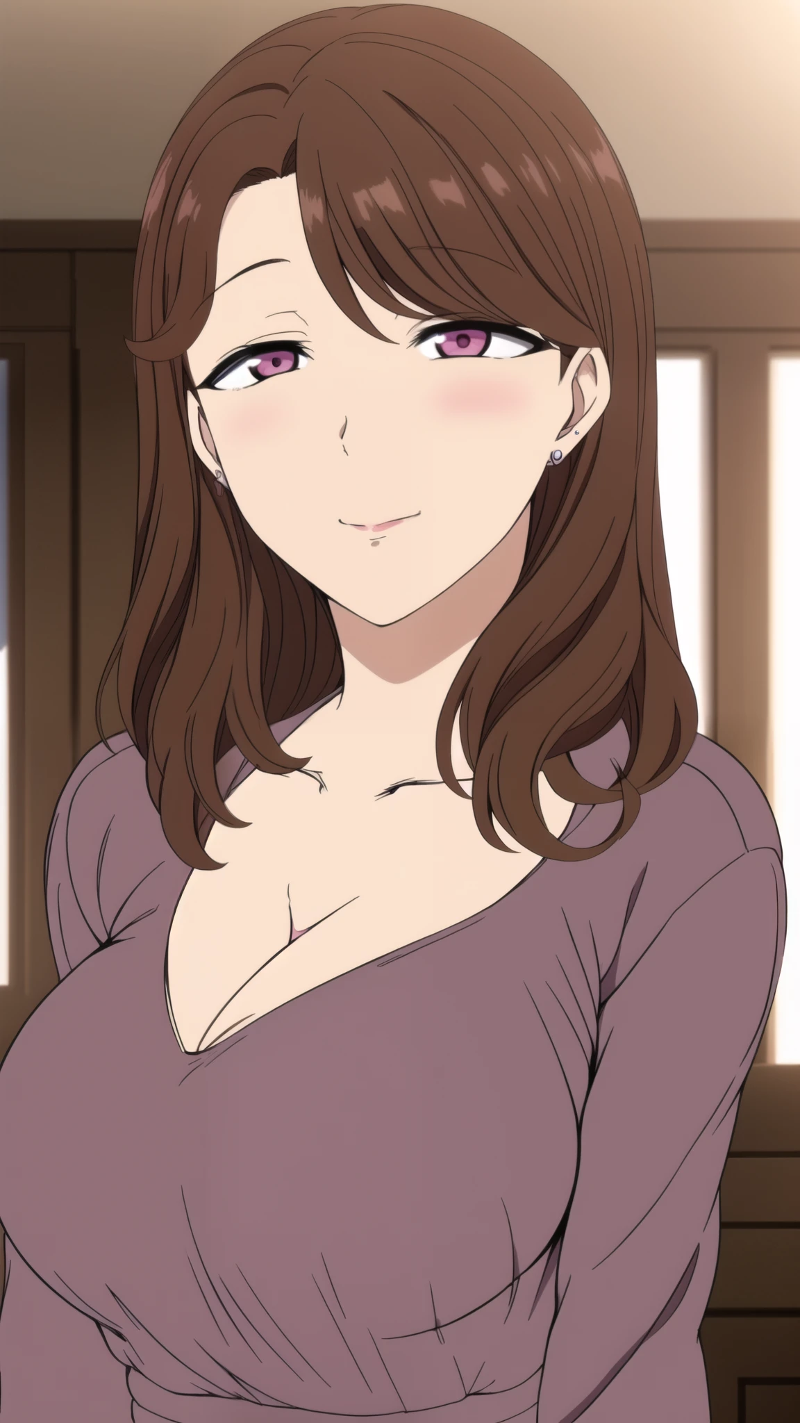 HUge breast ,  full body, ,standing at attention, Biege Jacket, Biege Shirt, bare shoulders, collarbone, cleavage, long sleeves, earrings, jewelry,gem, pale pink eyes, brown hair,bangs,Long hair, 1 girl, 20yo,Young female,Beautiful long legs,Beautiful body, Beautiful Nose,Beautiful character design, perfect eyes, perfect face,expressive eyes,perfect balance, looking at viewer,(Focus on her face),closed mouth, (innocent_big_eyes:1.0),(Light_Smile:0.3), official art,extremely detailed CG unity 8k wallpaper, perfect lighting,Colorful, Bright_Front_face_Lighting,White skin, (masterpiece:1.0),(best_quality:1.0), ultra high res,4K,ultra-detailed, photography, 8K, HDR, highres, absurdres:1.2, Kodak portra 400, film grain, blurry background, bokeh:1.2, lens flare, (vibrant_color:1.2),professional photograph, (Beautiful,large_Breasts:1.4), (beautiful_face:1.5),(narrow_waist),