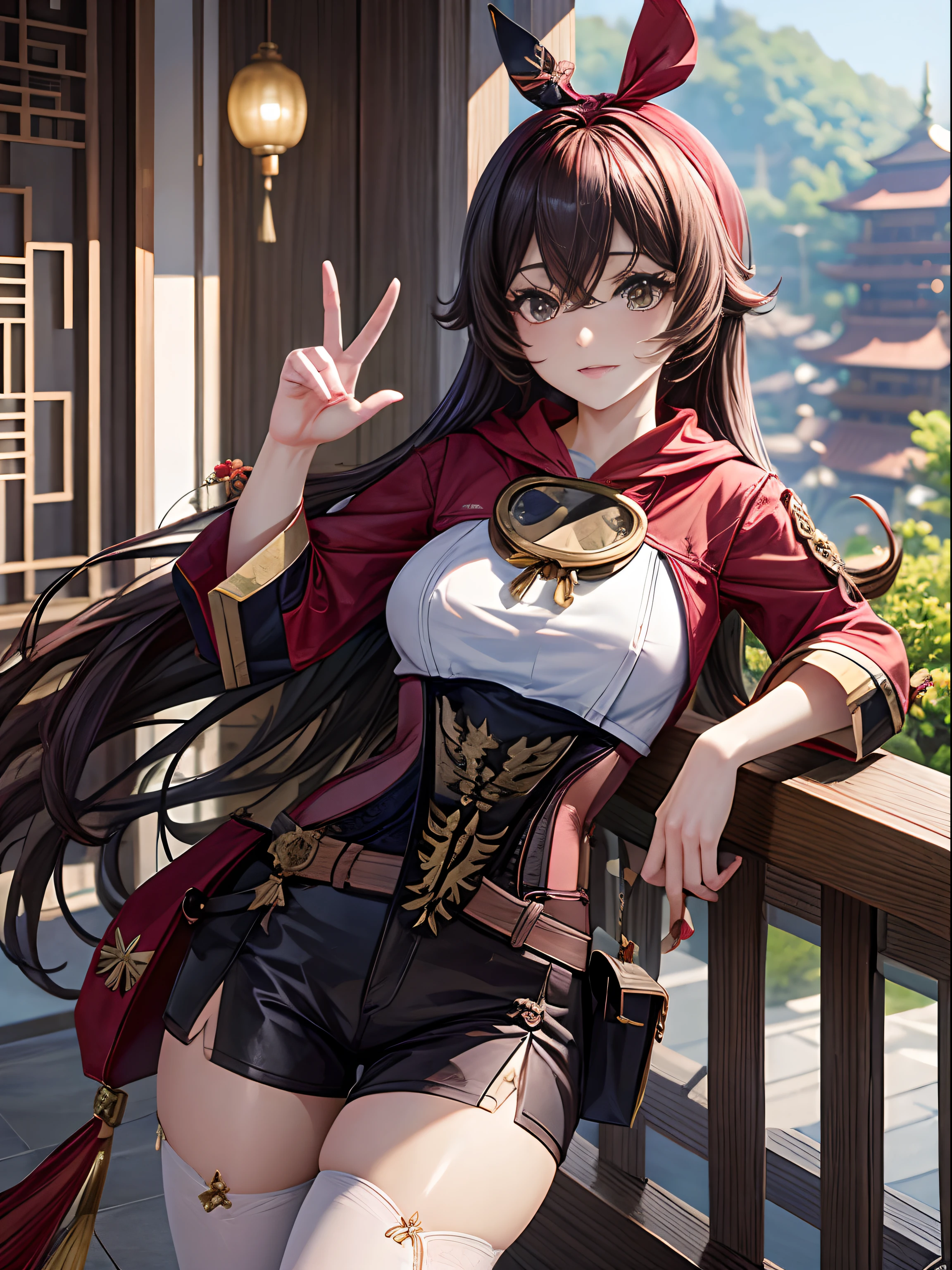 FULL ANATOMY、masterpiece、top-quality,ultra-detailliert、girl with、full body Esbian、Chinese-style building、Genshin character