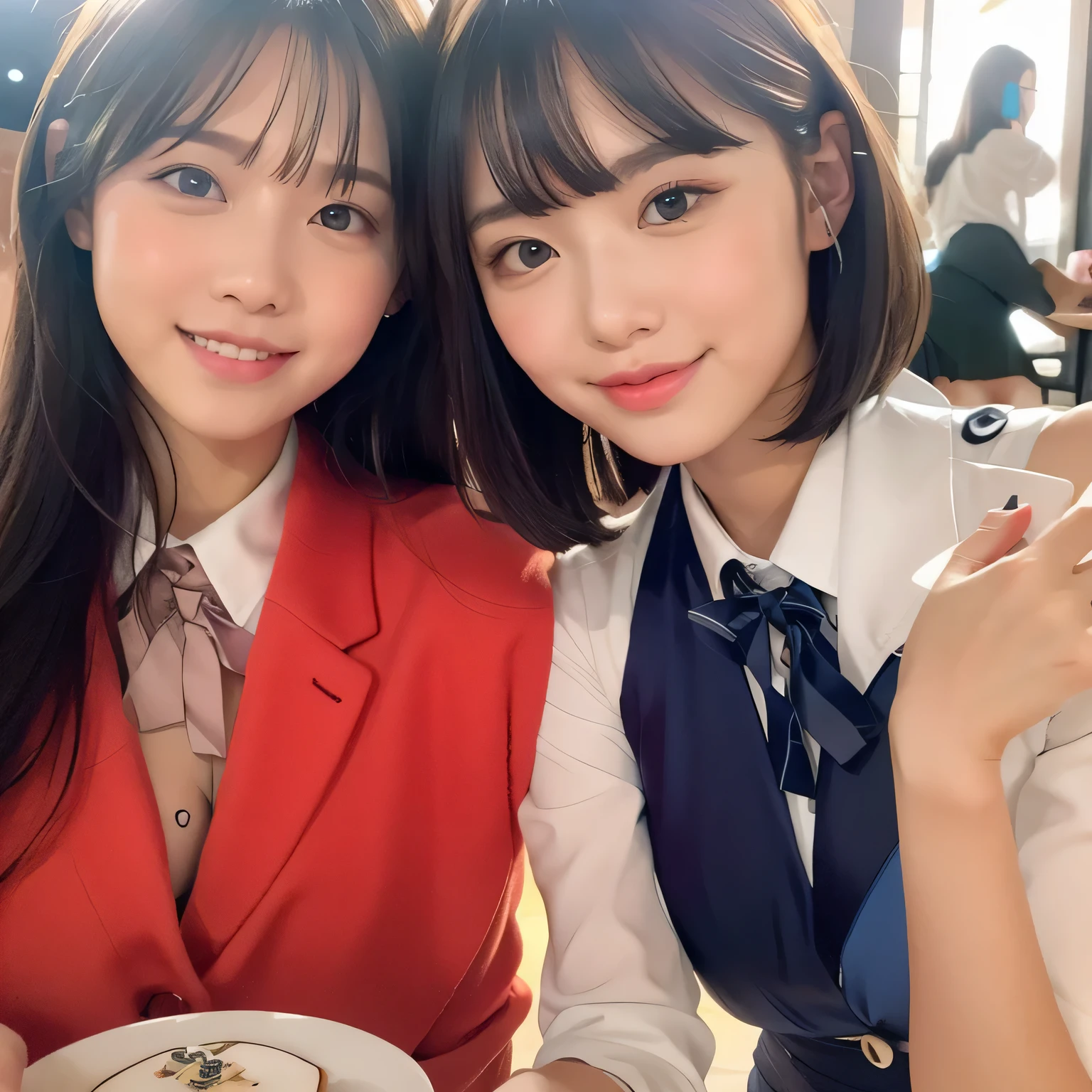 They are two Asian girls wearing swimsuits and posing for a photo together, Two Japanese female students in swimsuits posing, Ayami Kojima and Ride Caldwell, beautiful gemini portrait, Young beautiful girl gravure idol, young gravure idol, yoshitomo nara and aya takano, realistic young gravure idol, nixeu and sakimichan, beautiful science fiction twins, beautiful gemini